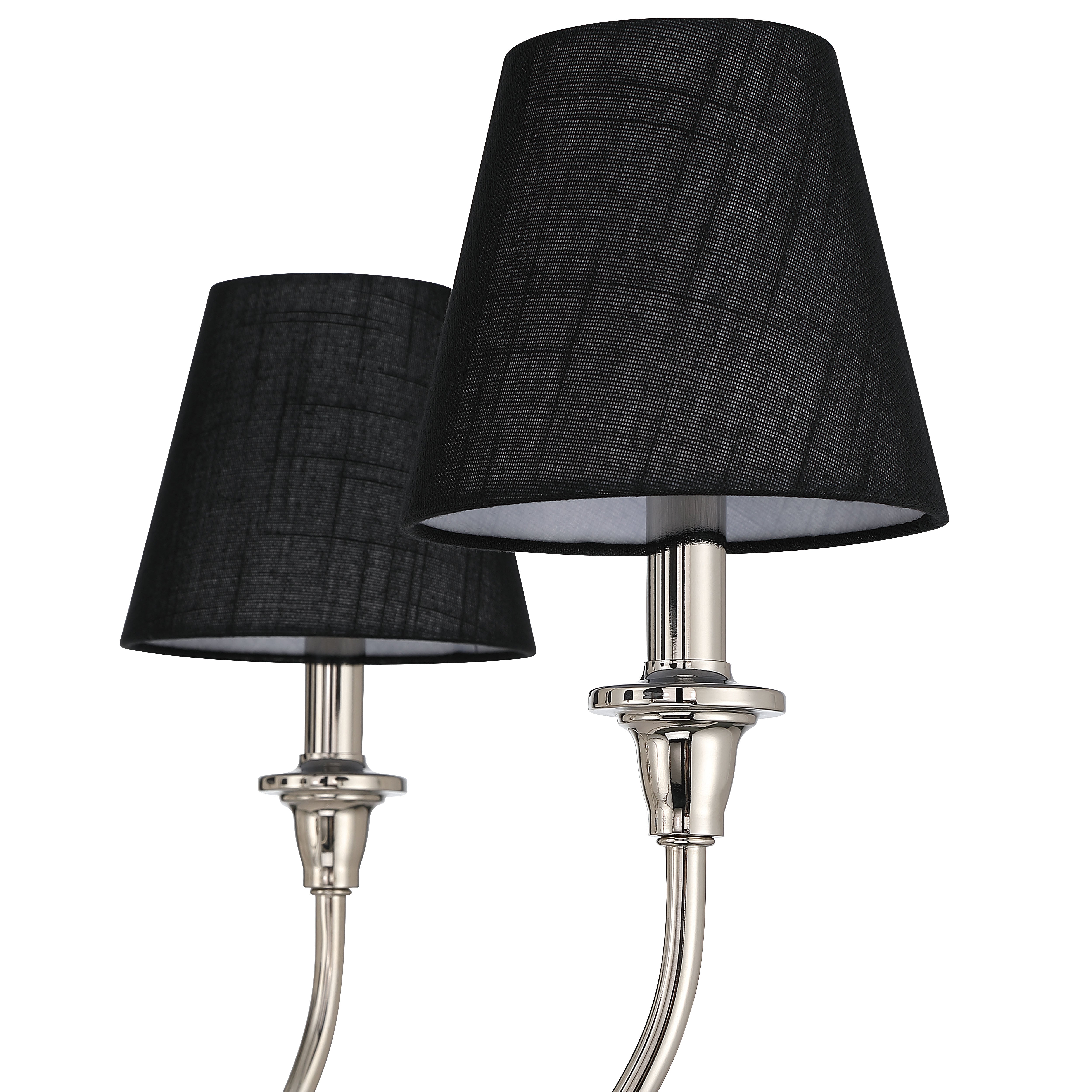 Cambria 6-light Chandelier in Polished Nickel with Black Shades - - Golden Lighting