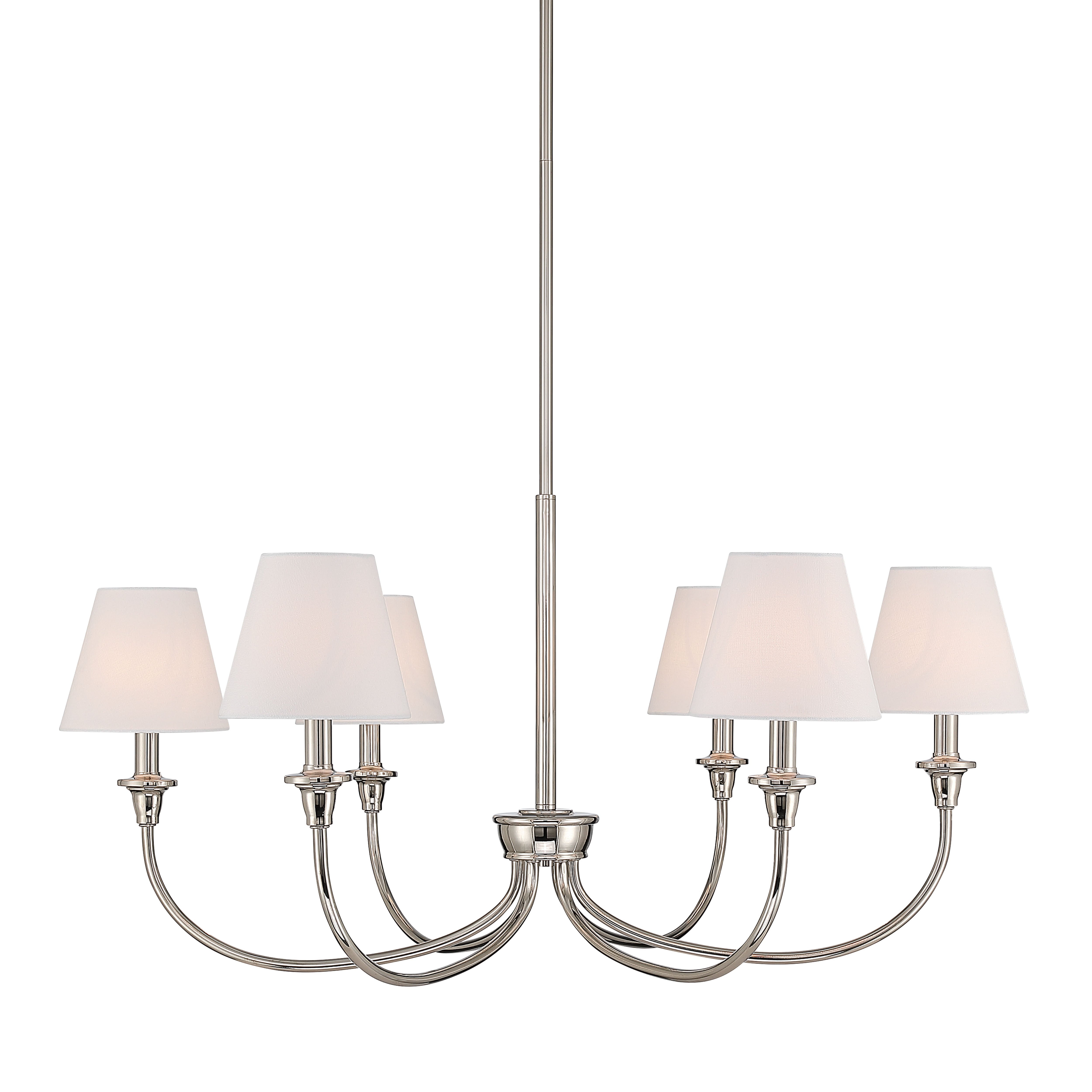 Cambria 6-light Chandelier in Polished Nickel with White Shades - - Golden Lighting