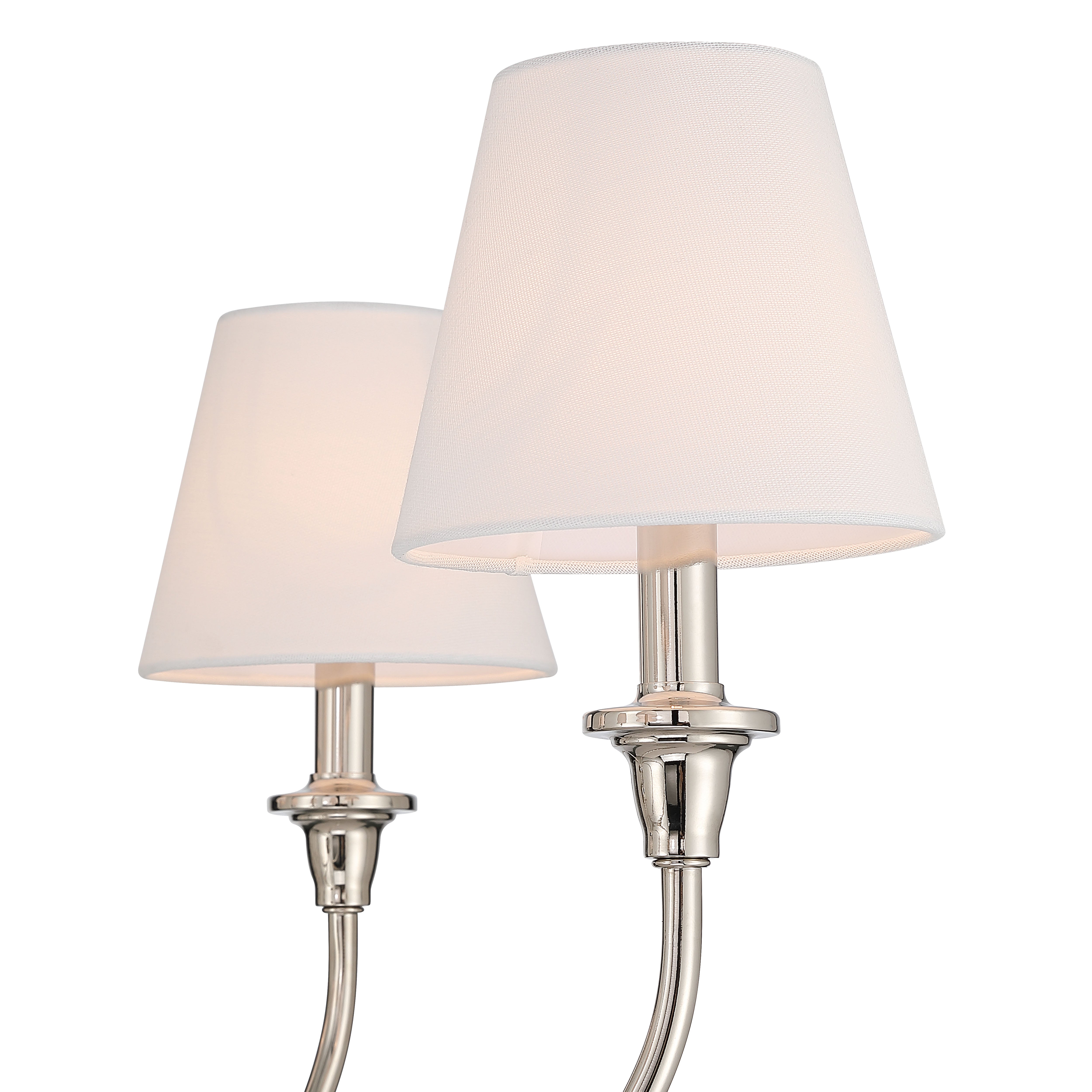 Cambria 6-light Chandelier in Polished Nickel with White Shades - - Golden Lighting