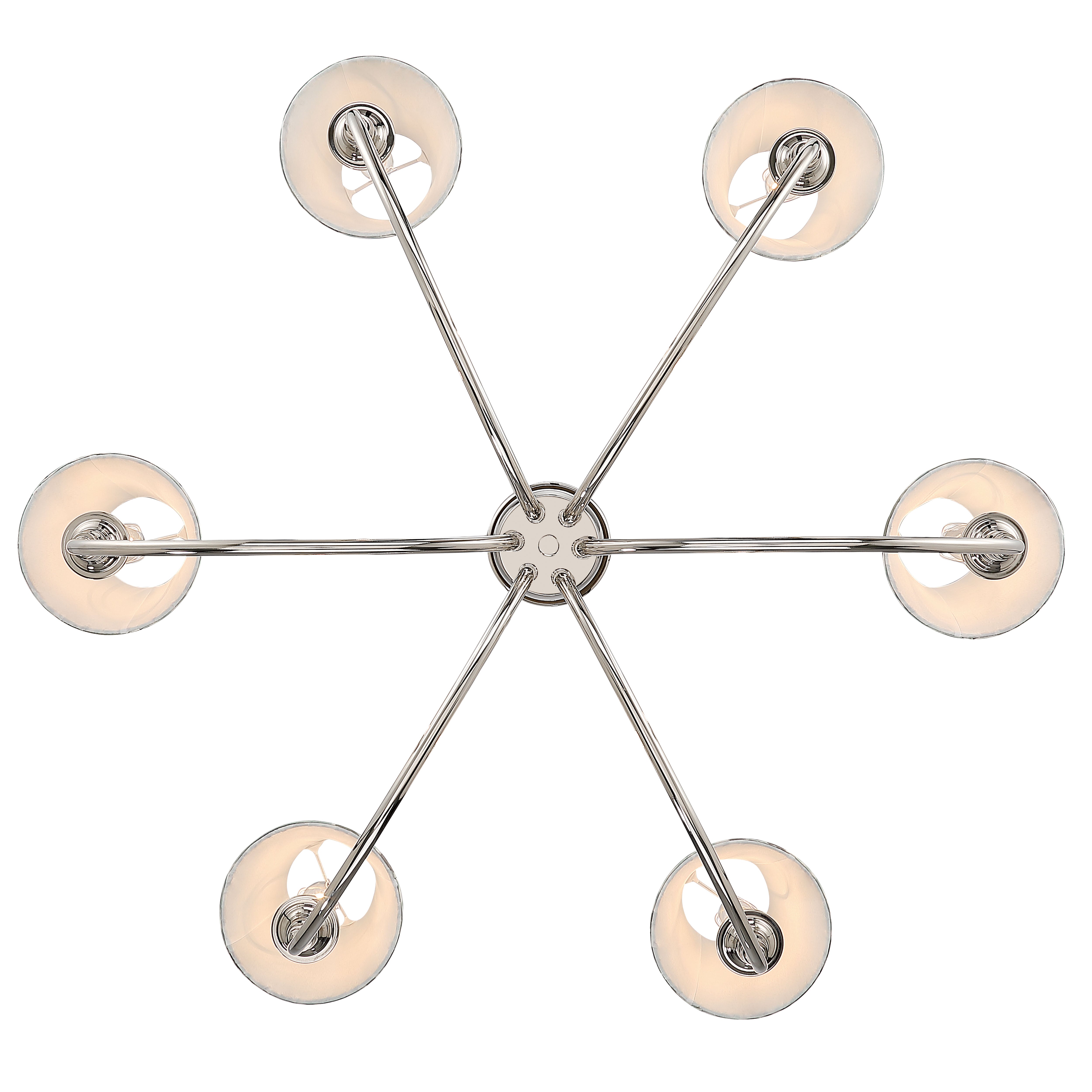 Cambria 6-light Chandelier in Polished Nickel & Blue Poppy Shades - - Golden Lighting