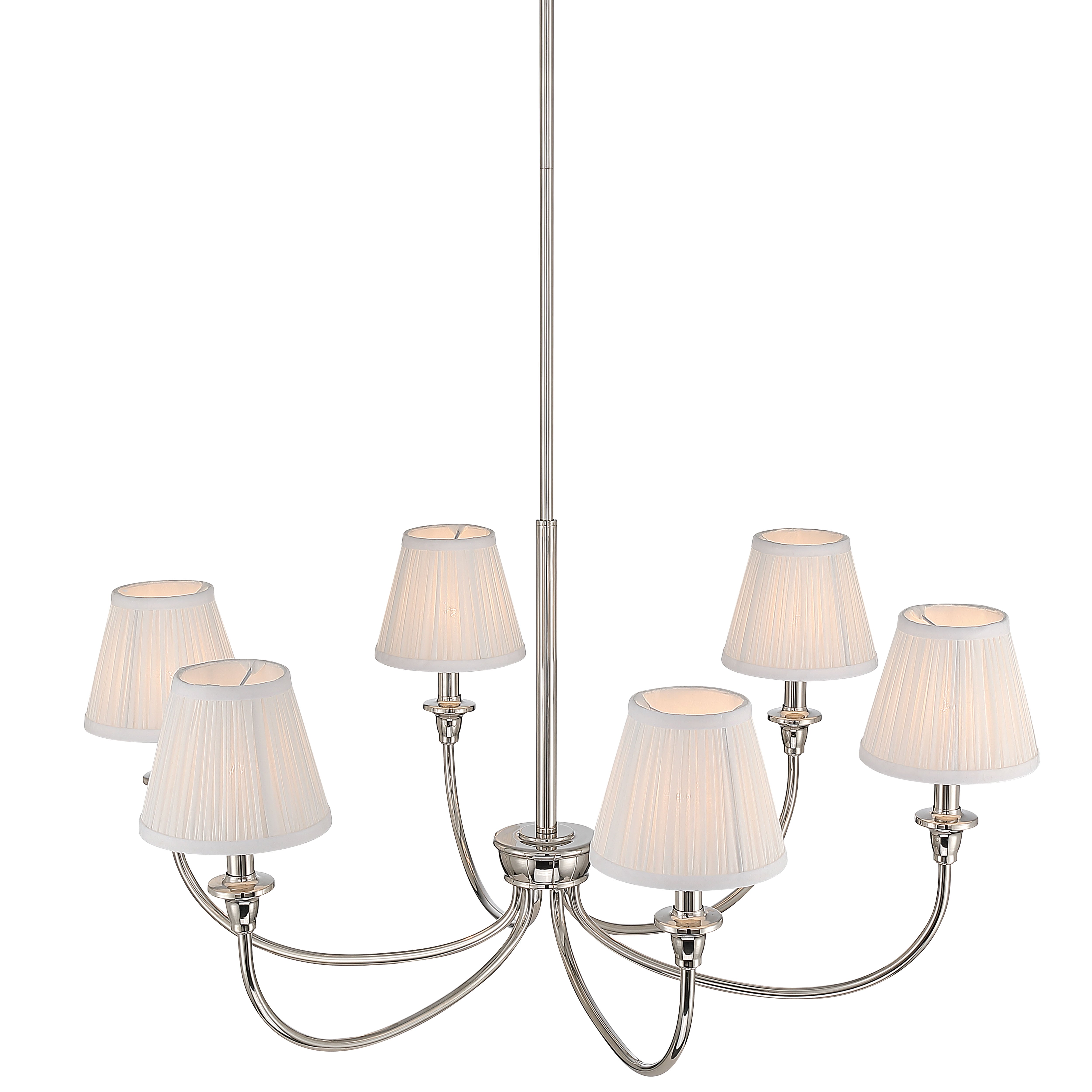 Cambria 6-light Chandelier in Polished Nickel Gathered White Shades - - Golden Lighting