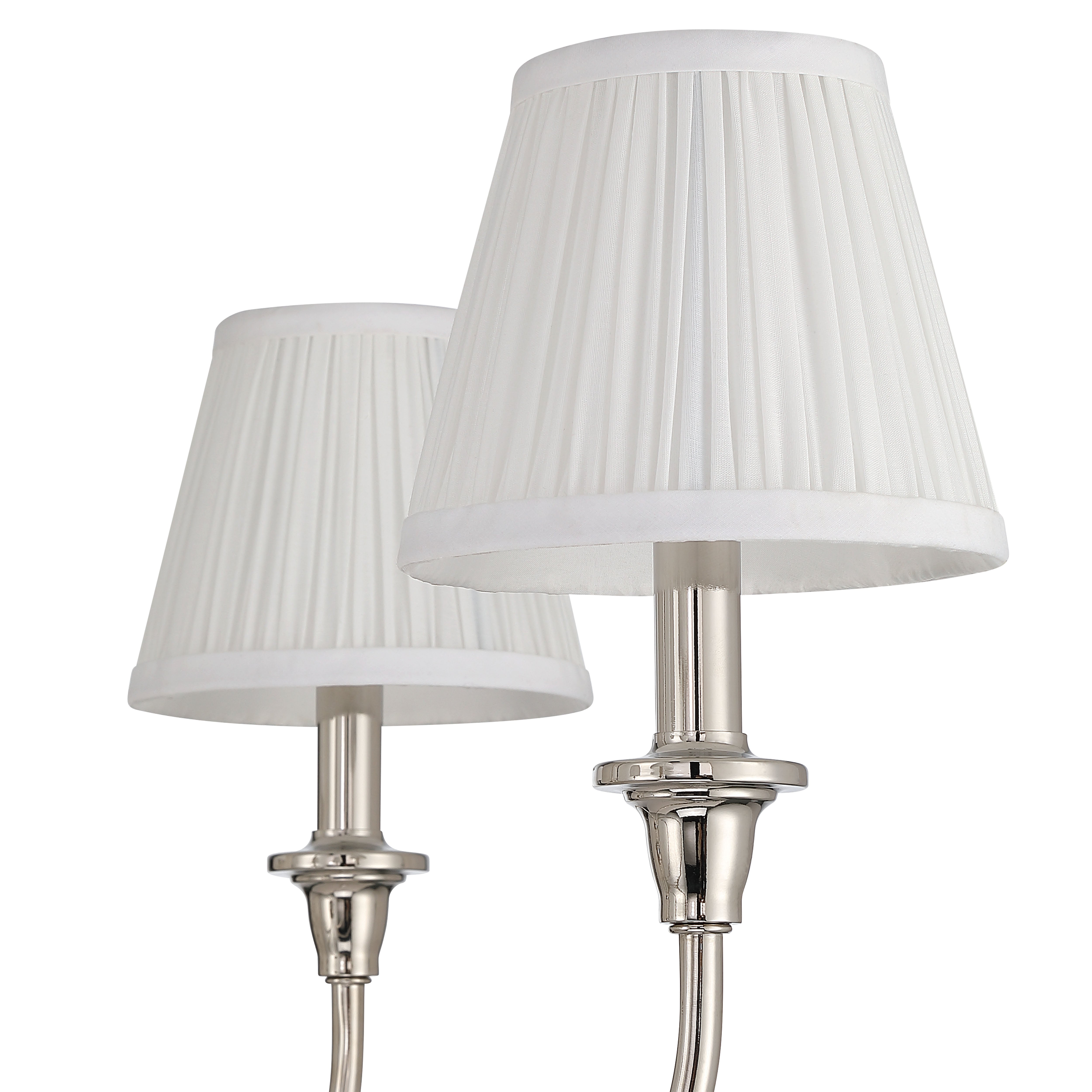 Cambria 6-light Chandelier in Polished Nickel Gathered White Shades - - Golden Lighting