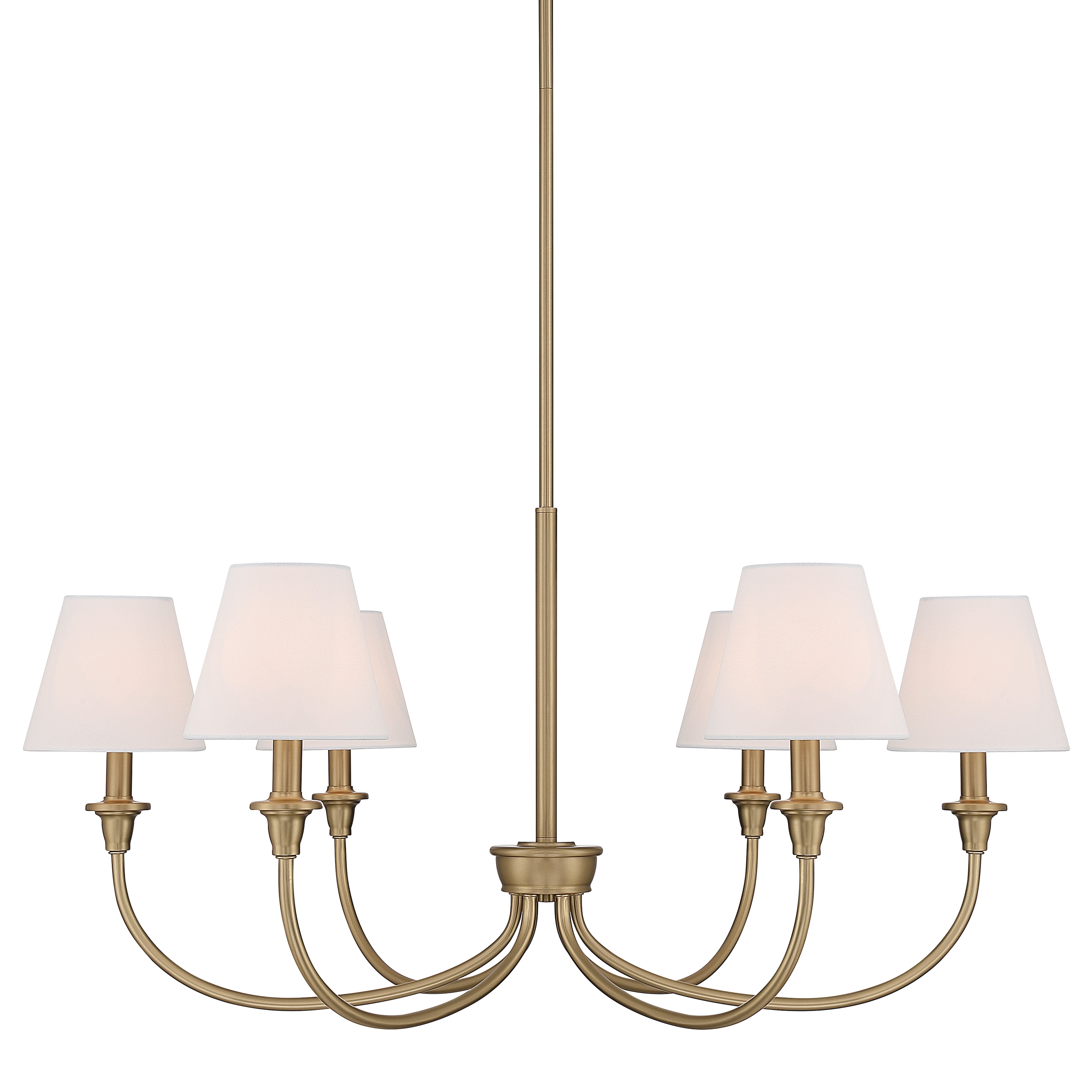 Yep by Golden Lighting Cambria 6-light Chandelier in Brushed Champagne Brass with Empire Hardback White Shade