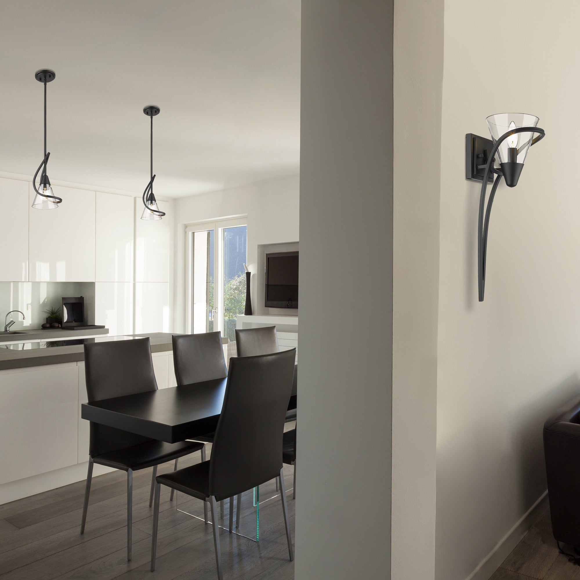 Wry Lighting Olympia 1-light Pendant in Matte Black - Default Title - Golden Lighting