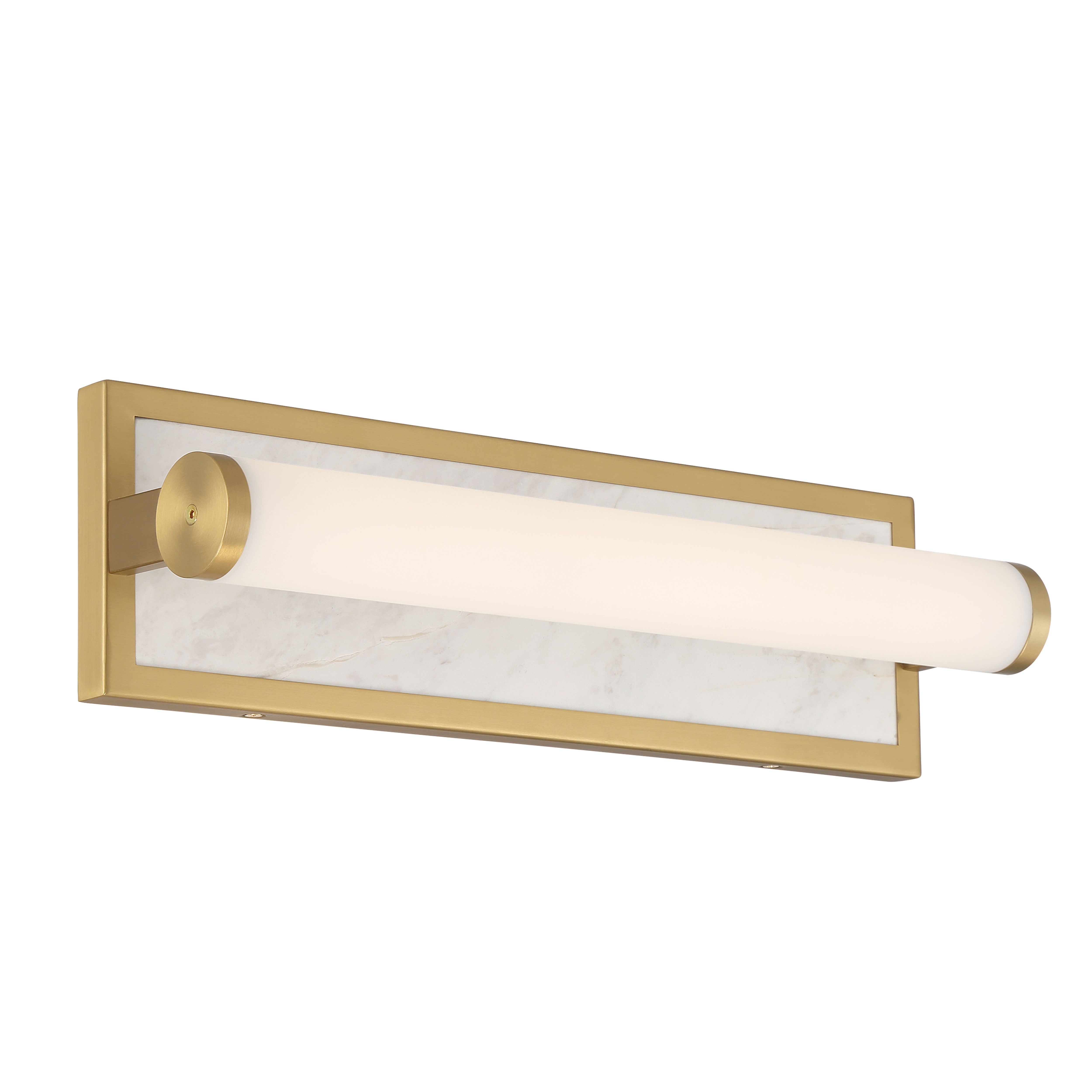 Stratum Integrated LED 18in Vanity in Brushed Champagne Brass with Jazz White Marble - - Golden Lighting