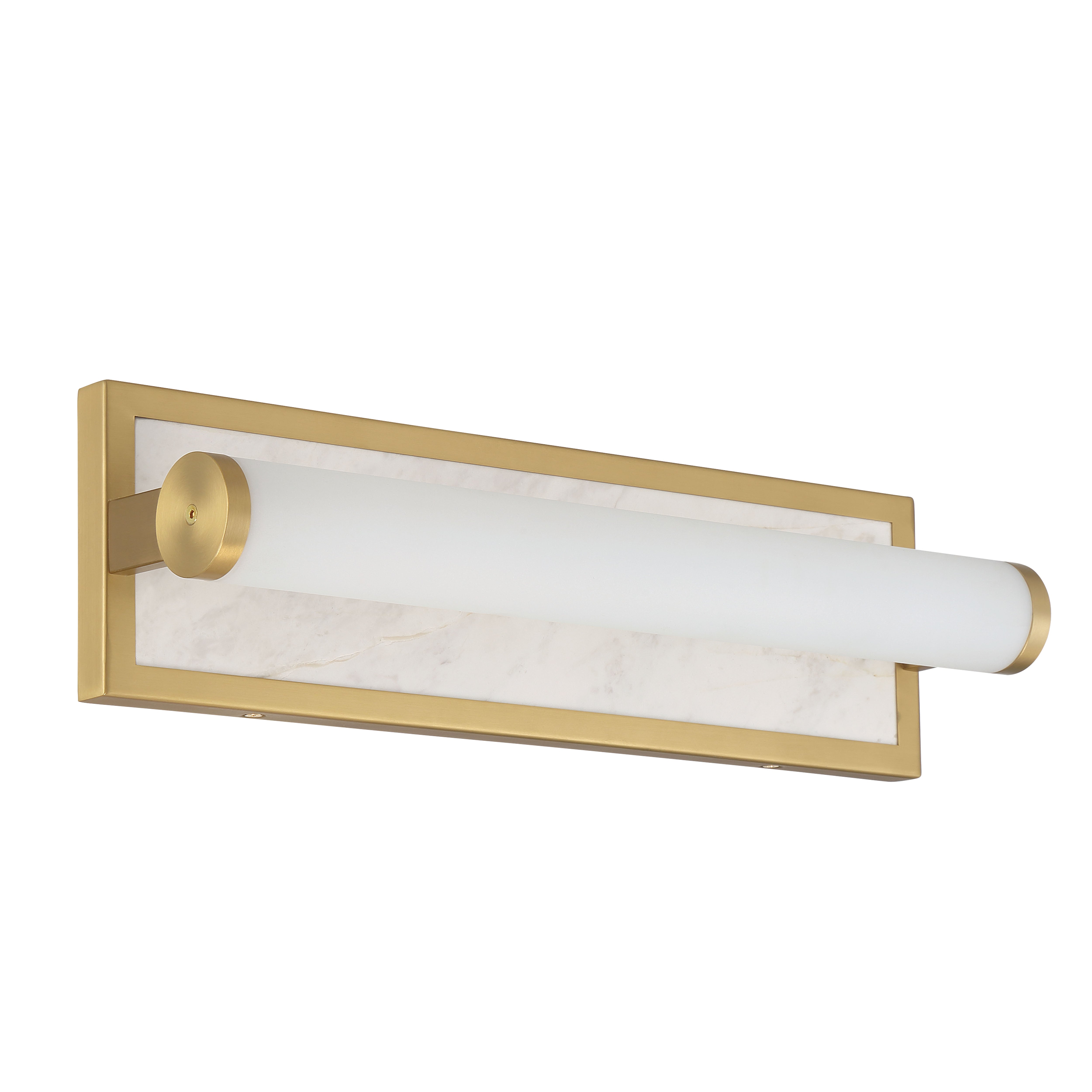 Stratum Integrated LED 18in Vanity in Brushed Champagne Brass with Jazz White Marble - - Golden Lighting