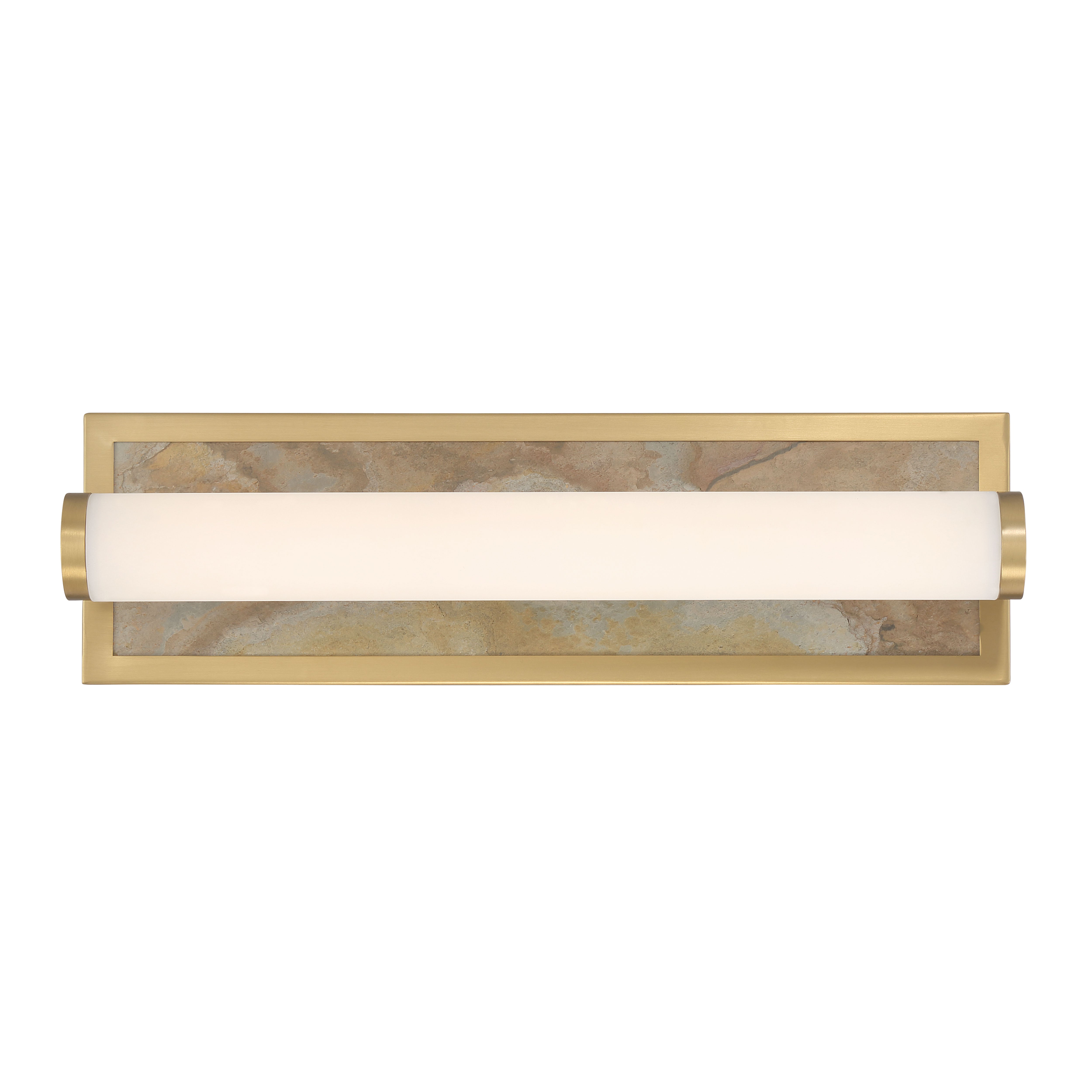 Stratum Integrated LED 18in Vanity in Brushed Champagne Brass with Moon Rock Slate - - Golden Lighting
