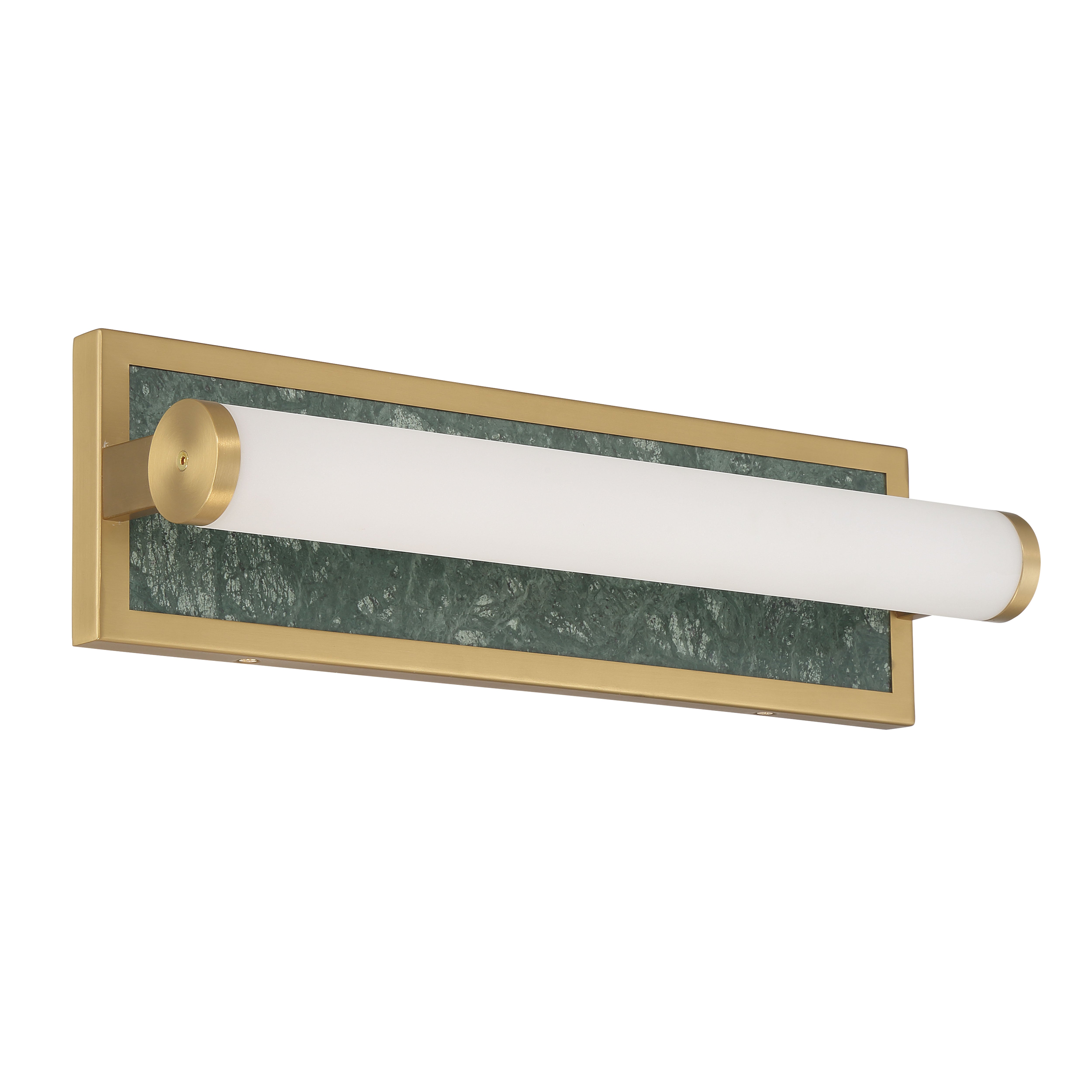 Stratum Integrated LED 18in Vanity in Brushed Champagne Brass with Persian Green Marble - - Golden Lighting