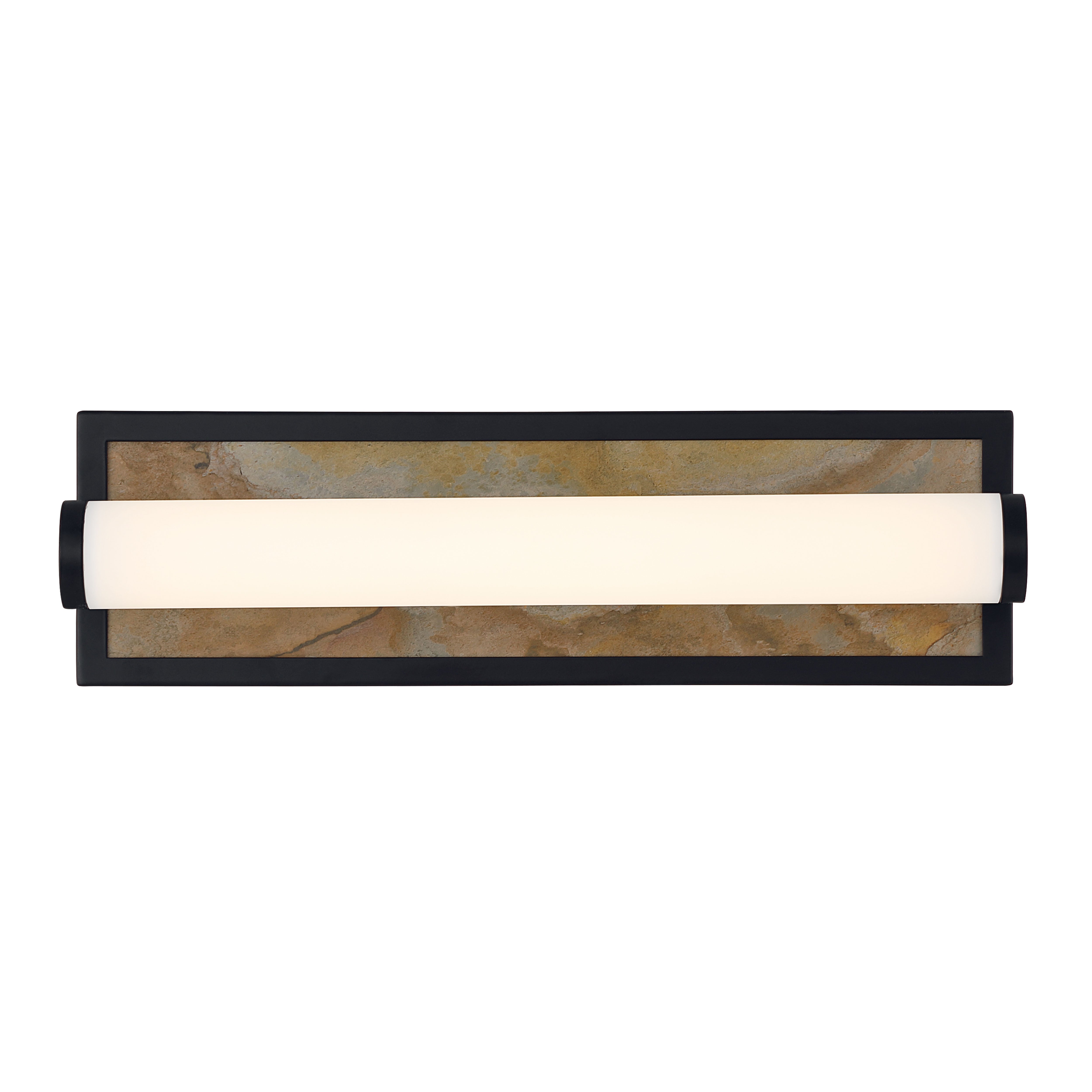 Stratum Integrated LED 18in Vanity in Matte Black with Moon Rock Slate - - Golden Lighting