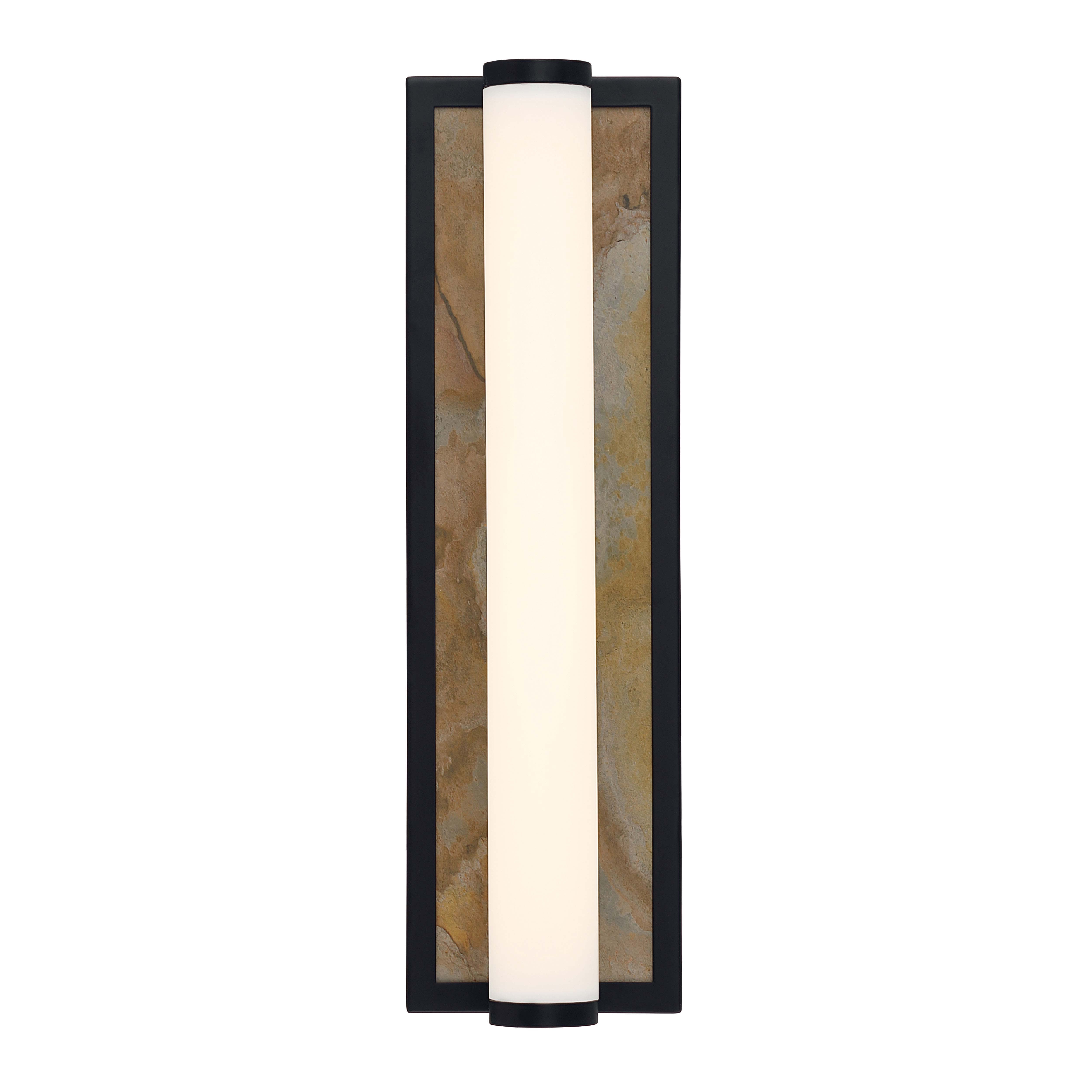 Stratum Integrated LED 18in Vanity in Matte Black with Moon Rock Slate - - Golden Lighting