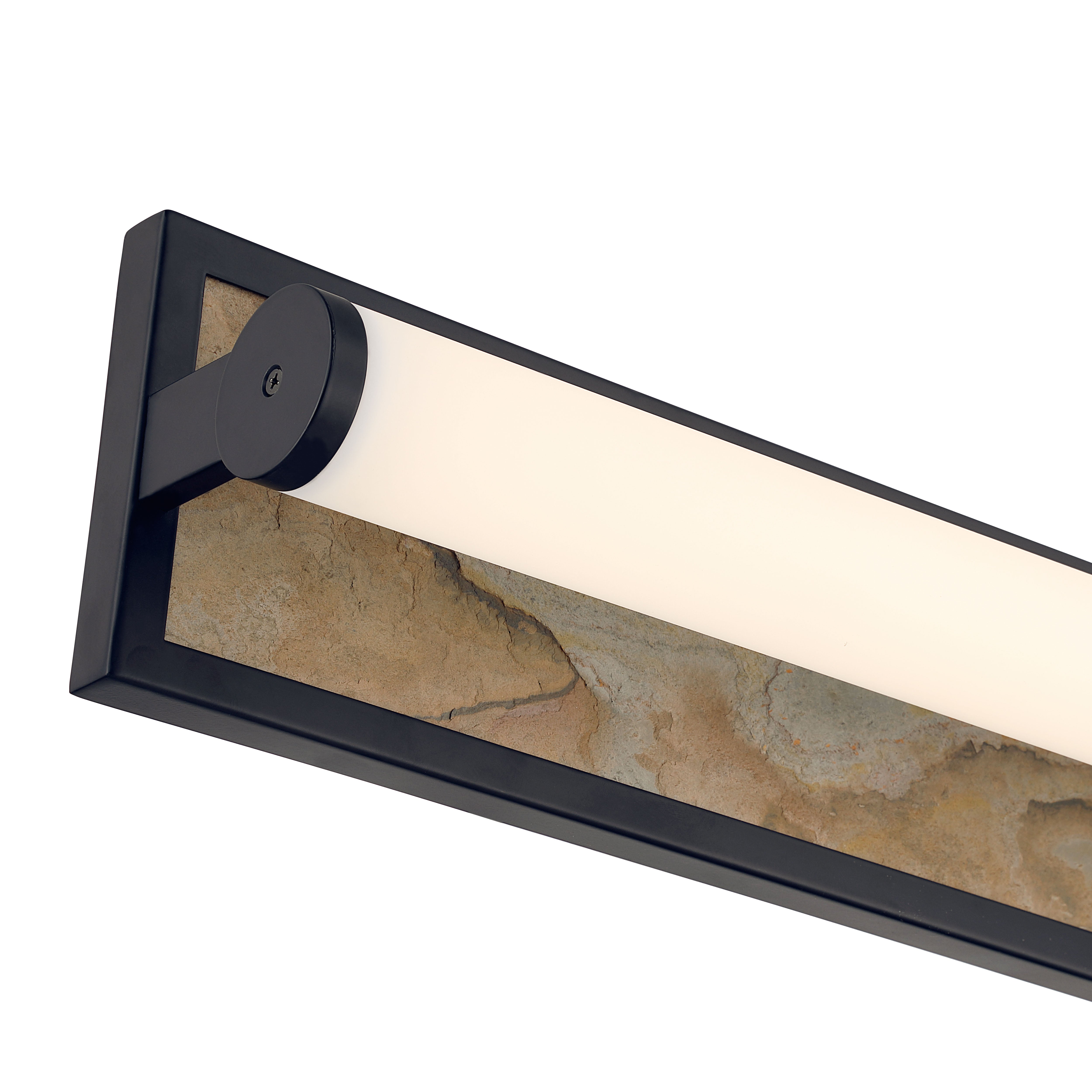 Stratum Integrated LED 18in Vanity in Matte Black with Moon Rock Slate - - Golden Lighting