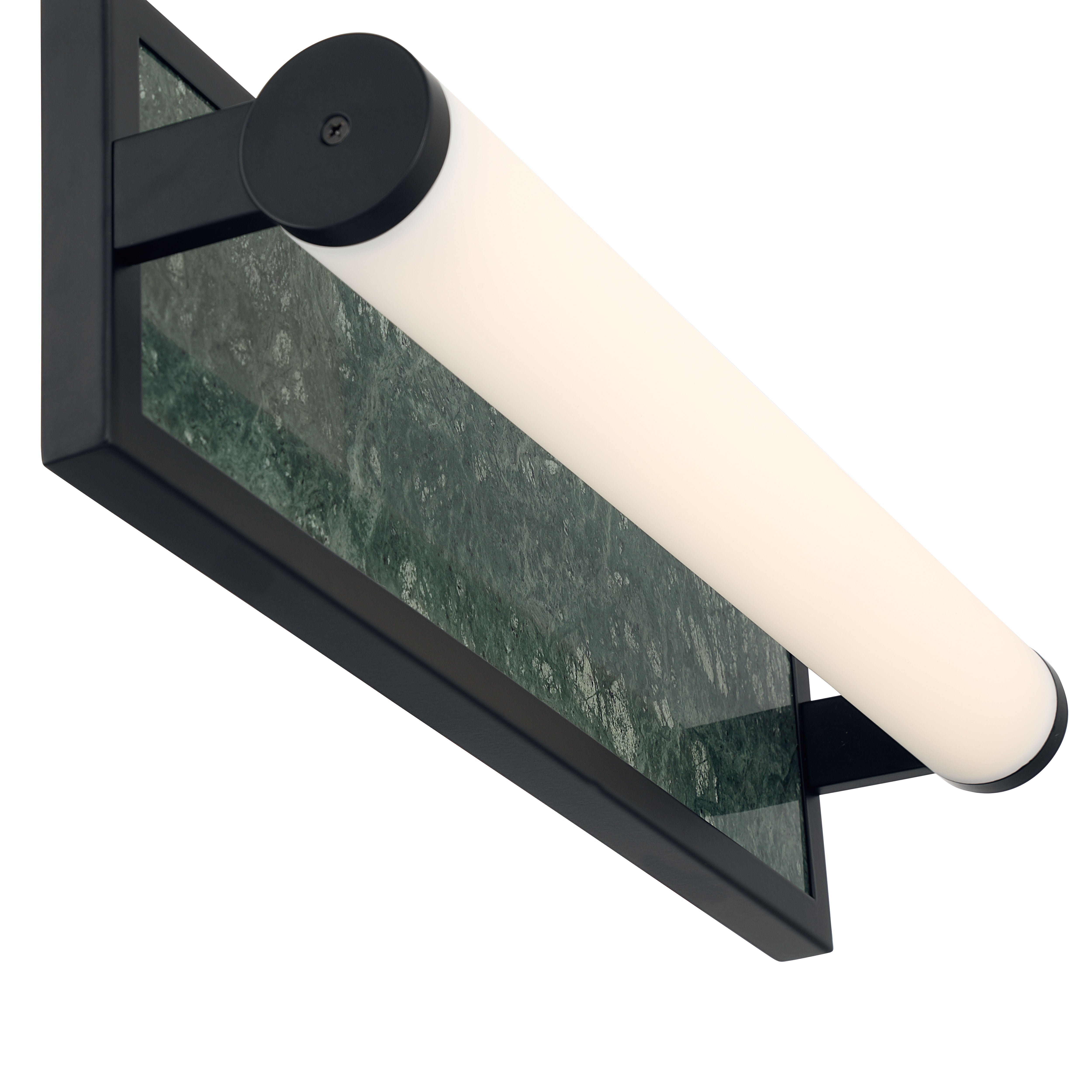 Stratum Integrated LED 18in Vanity in Matte Black with Persian Green Marble - - Golden Lighting