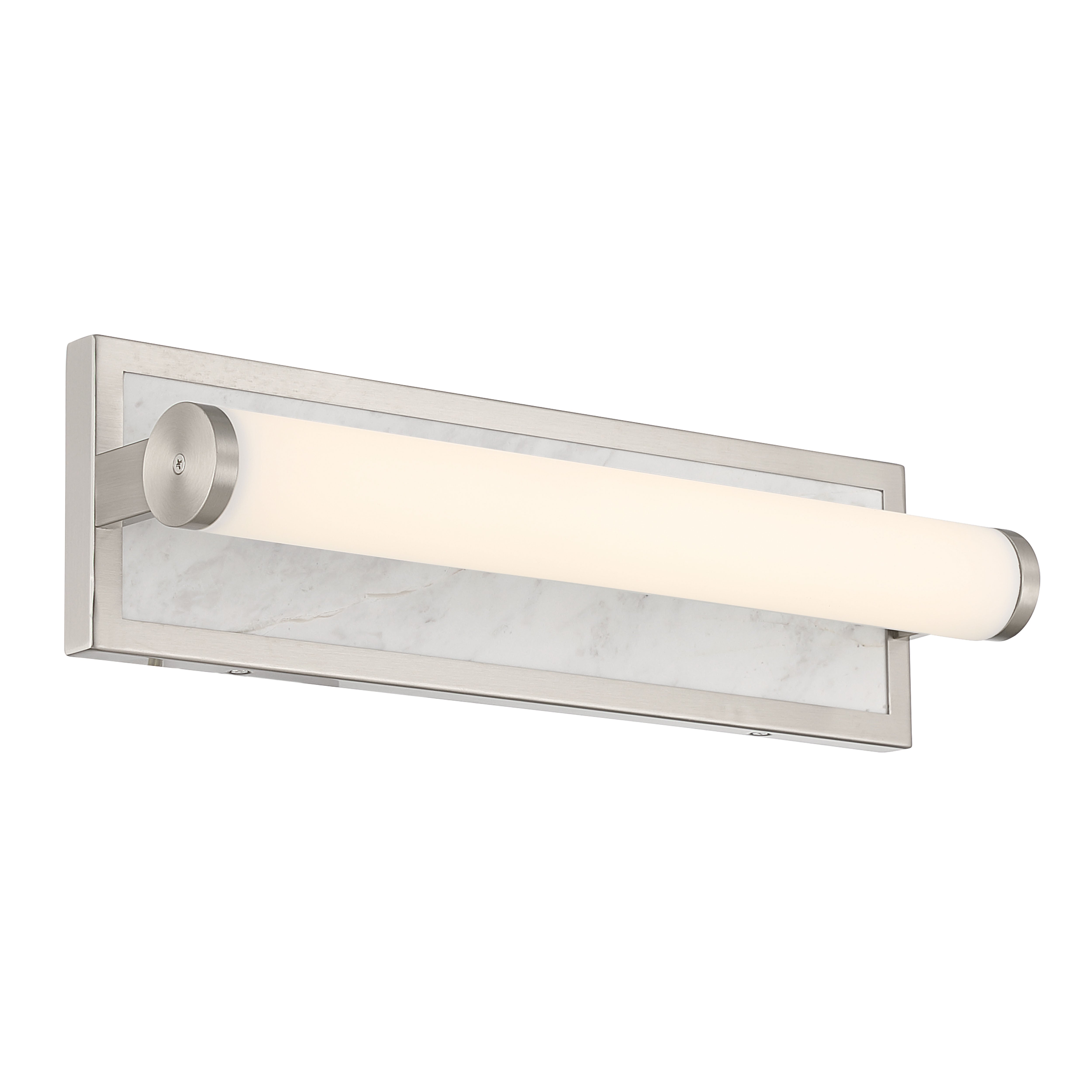Stratum Integrated LED 18in Vanity in Brushed Nickel with Jazz White Marble - - Golden Lighting