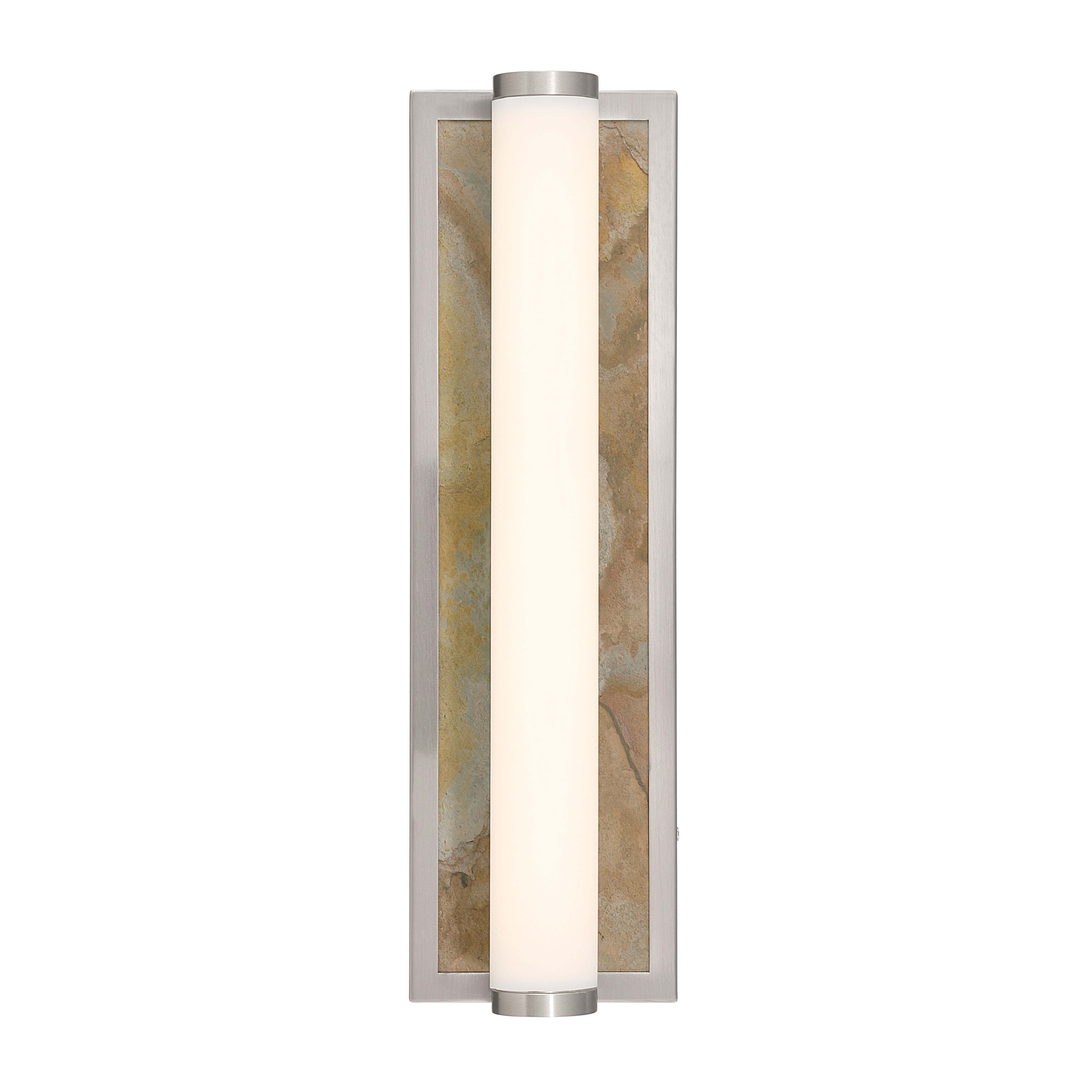 Stratum Integrated LED 18in Vanity in Brushed Nickel with Moon Rock Slate - - Golden Lighting
