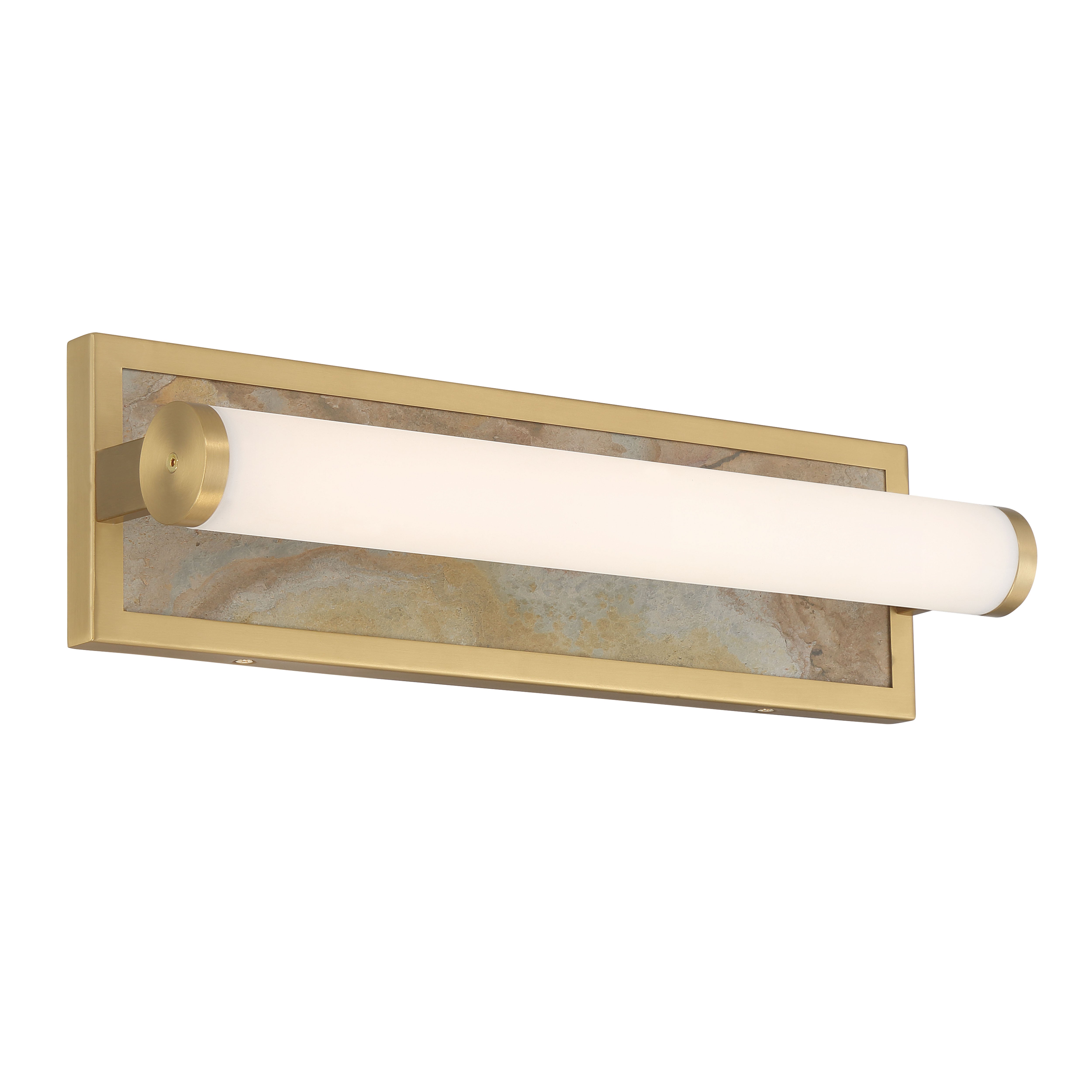 Yep by Golden Lighting Stratum Integrated LED 18in Vanity in Brushed Champagne Brass with Moon Rock Slate - - Golden Lighting