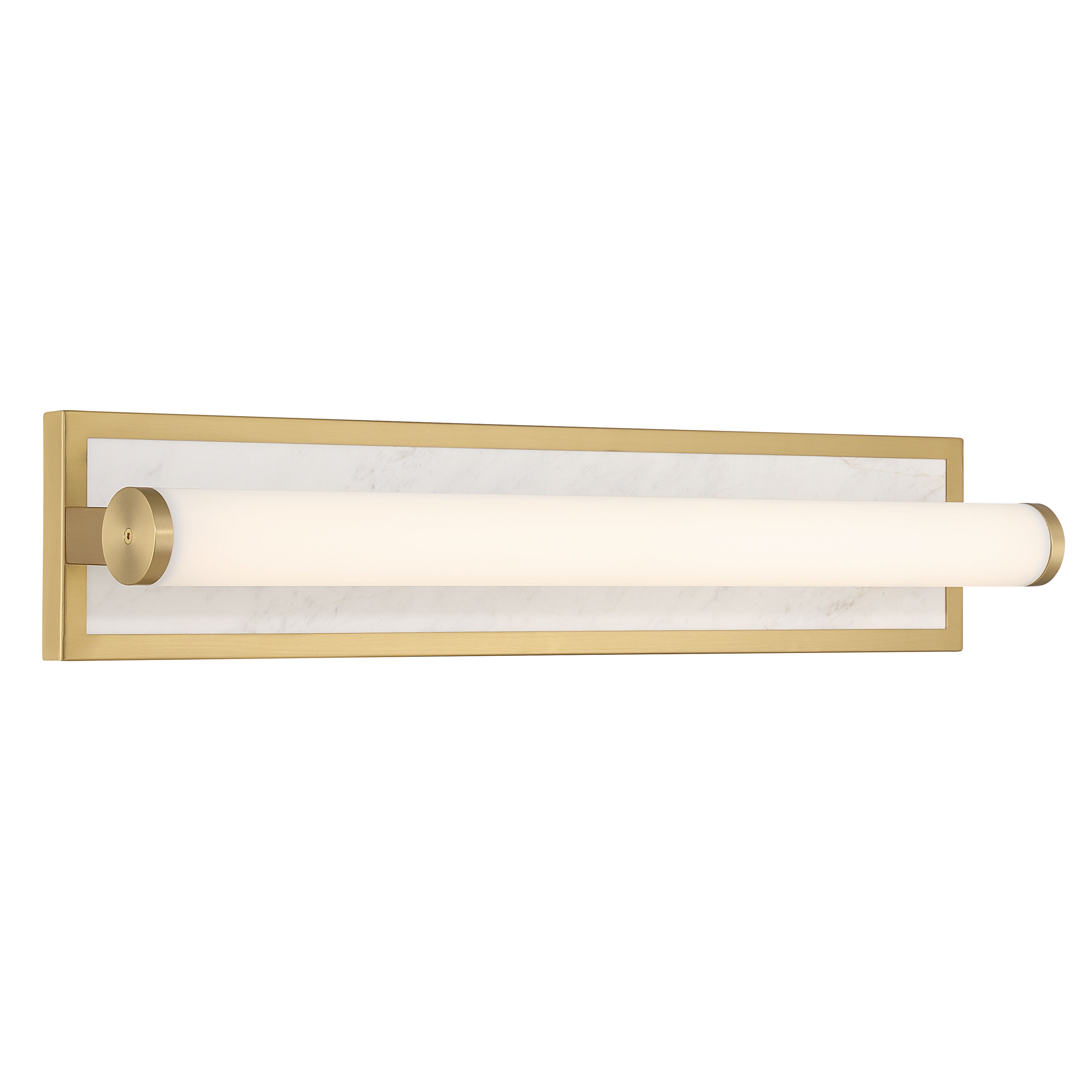 Stratum Integrated LED 24in Vanity in Brushed Champagne Brass with Jazz White Marble - - Golden Lighting