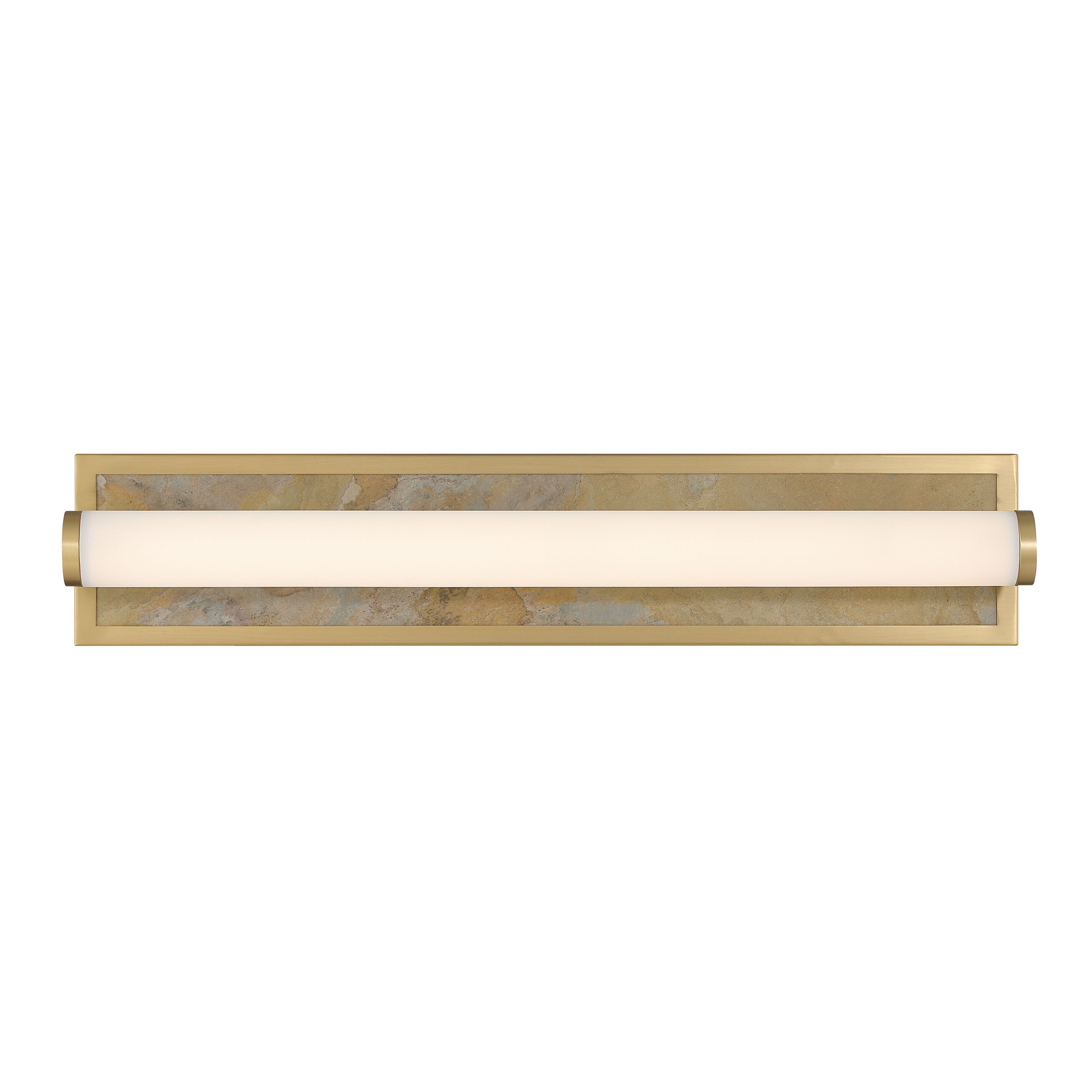 Stratum Integrated LED 24in Vanity in Brushed Champagne Brass with Moon Rock Slate - - Golden Lighting