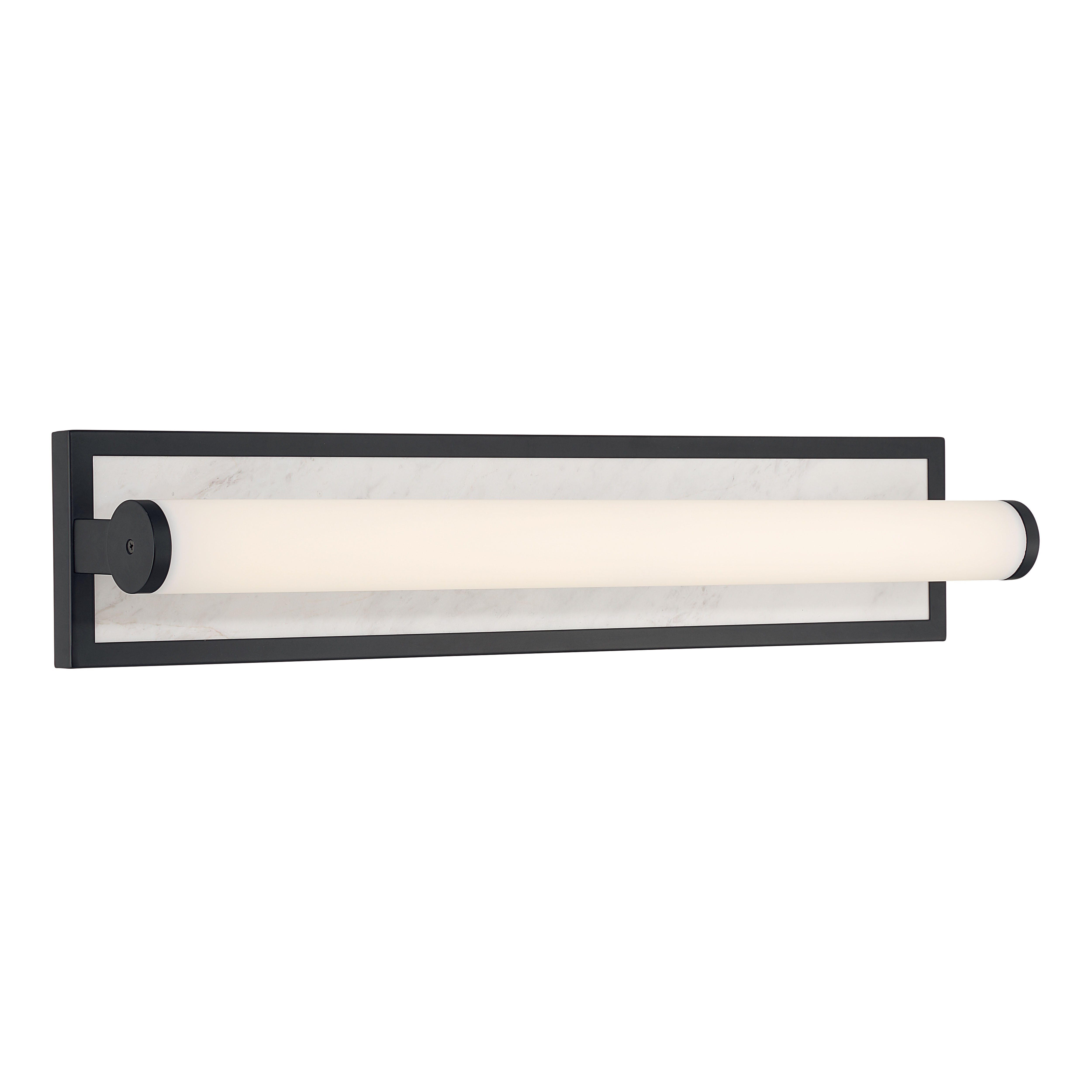 Stratum Integrated LED 24in Vanity in Matte Black with Jazz White Marble - - Golden Lighting