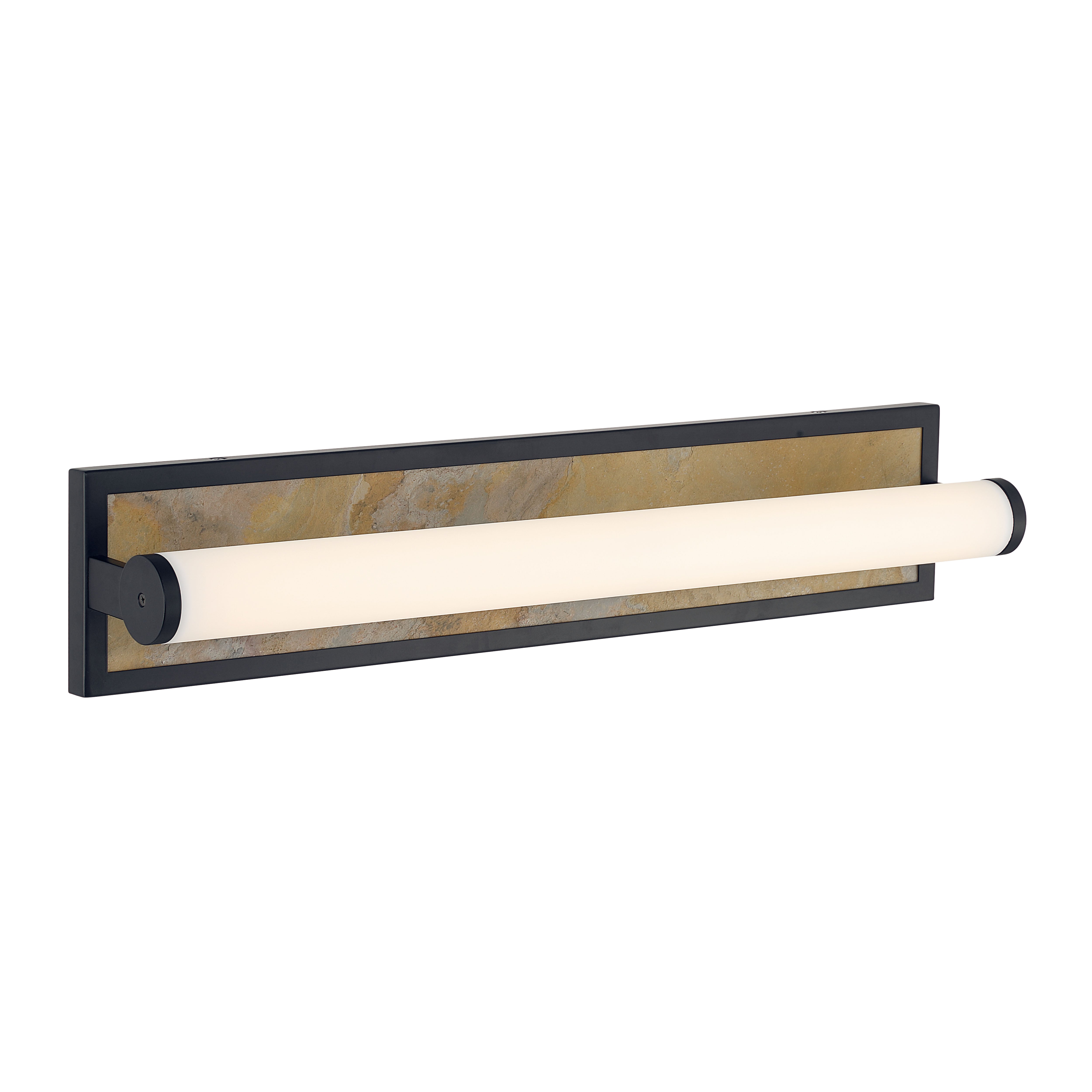 Stratum Integrated LED 24in Vanity in Matte Black with Moon Rock Slate - - Golden Lighting