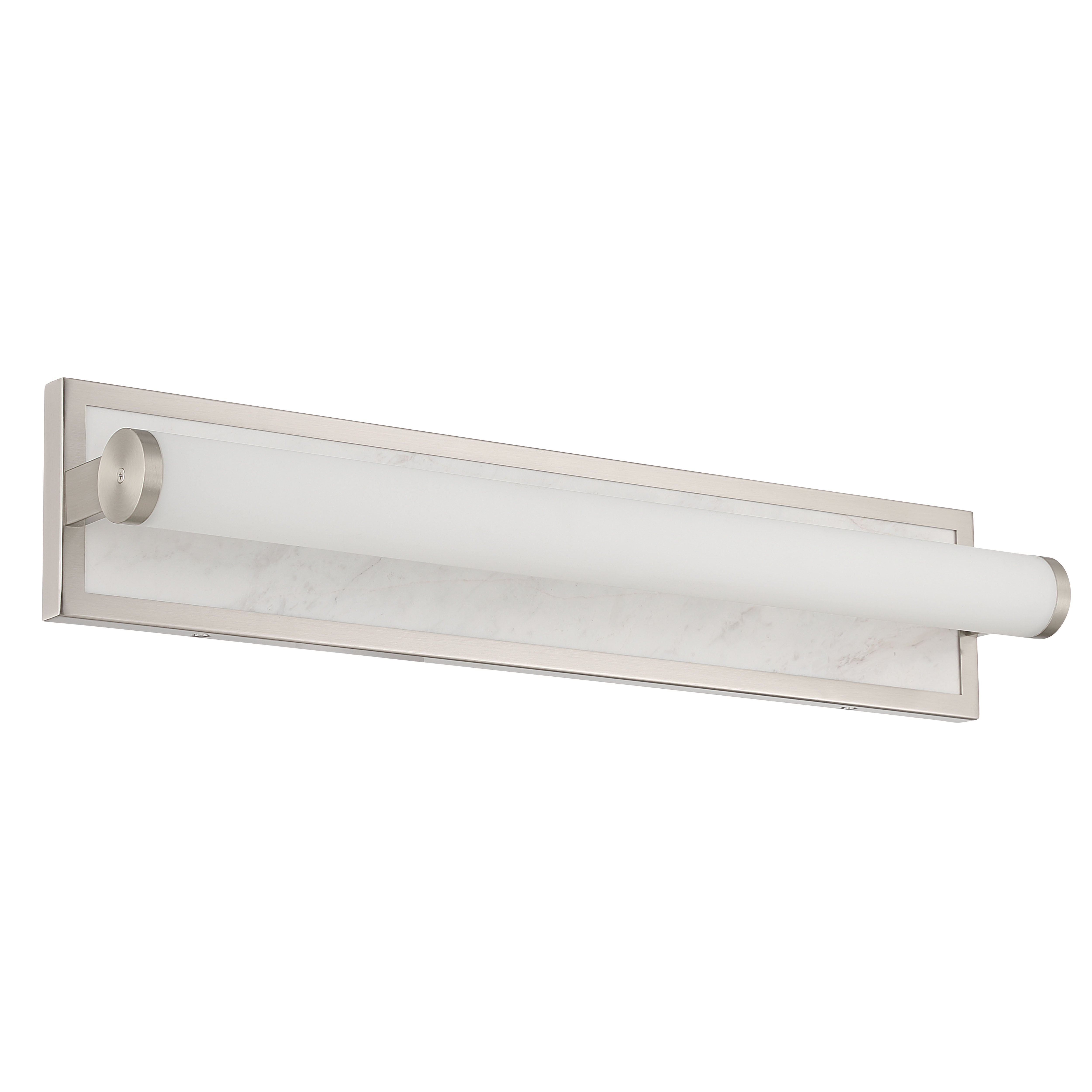 Stratum Integrated LED 24in Vanity in Brushed Nickel with Jazz White Marble