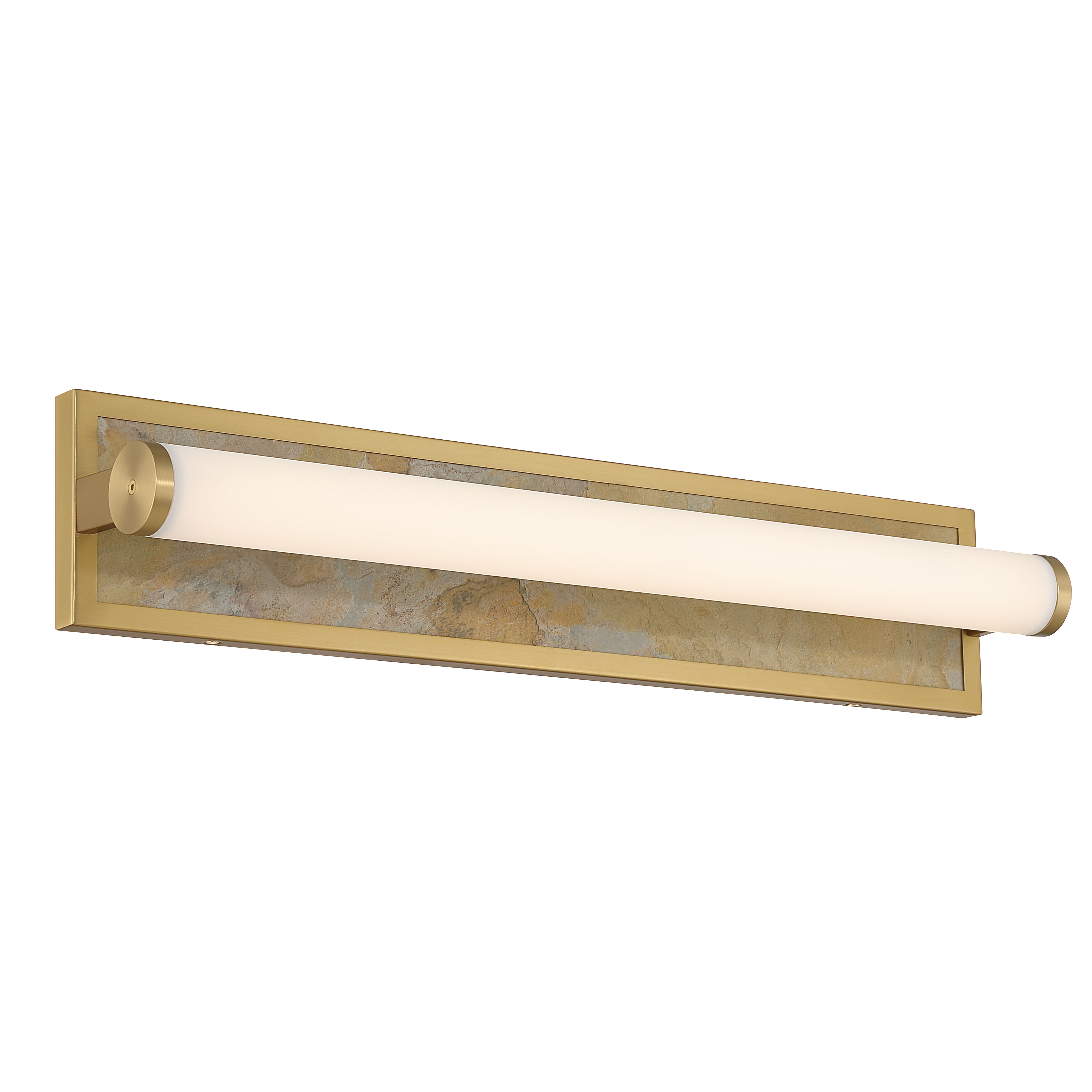 Yep by Golden Lighting Stratum Integrated LED 24in Vanity in Brushed Champagne Brass with Moon Rock Slate - - Golden Lighting
