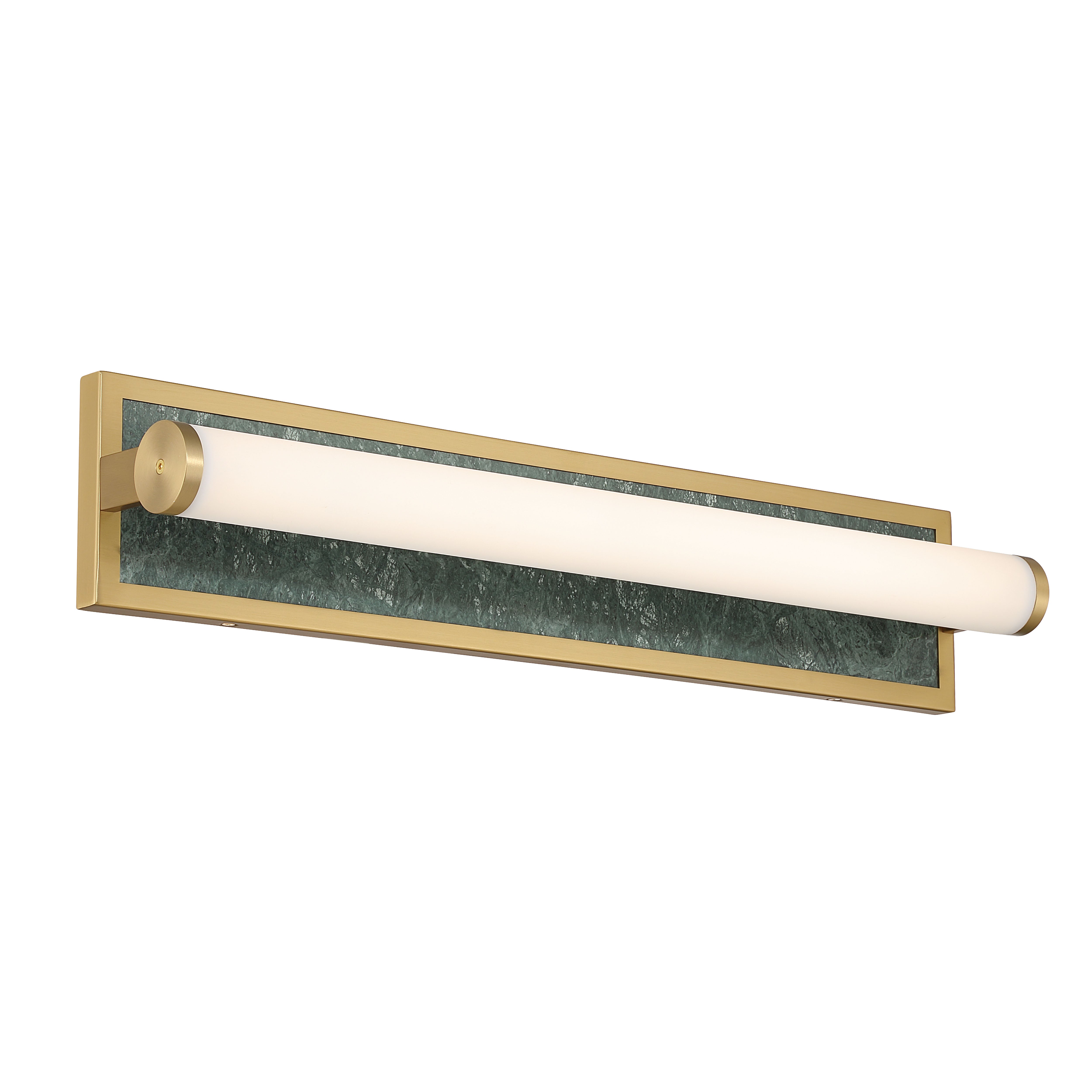 Yep by Golden Lighting Stratum Integrated LED 24in Vanity in Brushed Champagne Brass with Persian Green Marble - - Golden Lighting