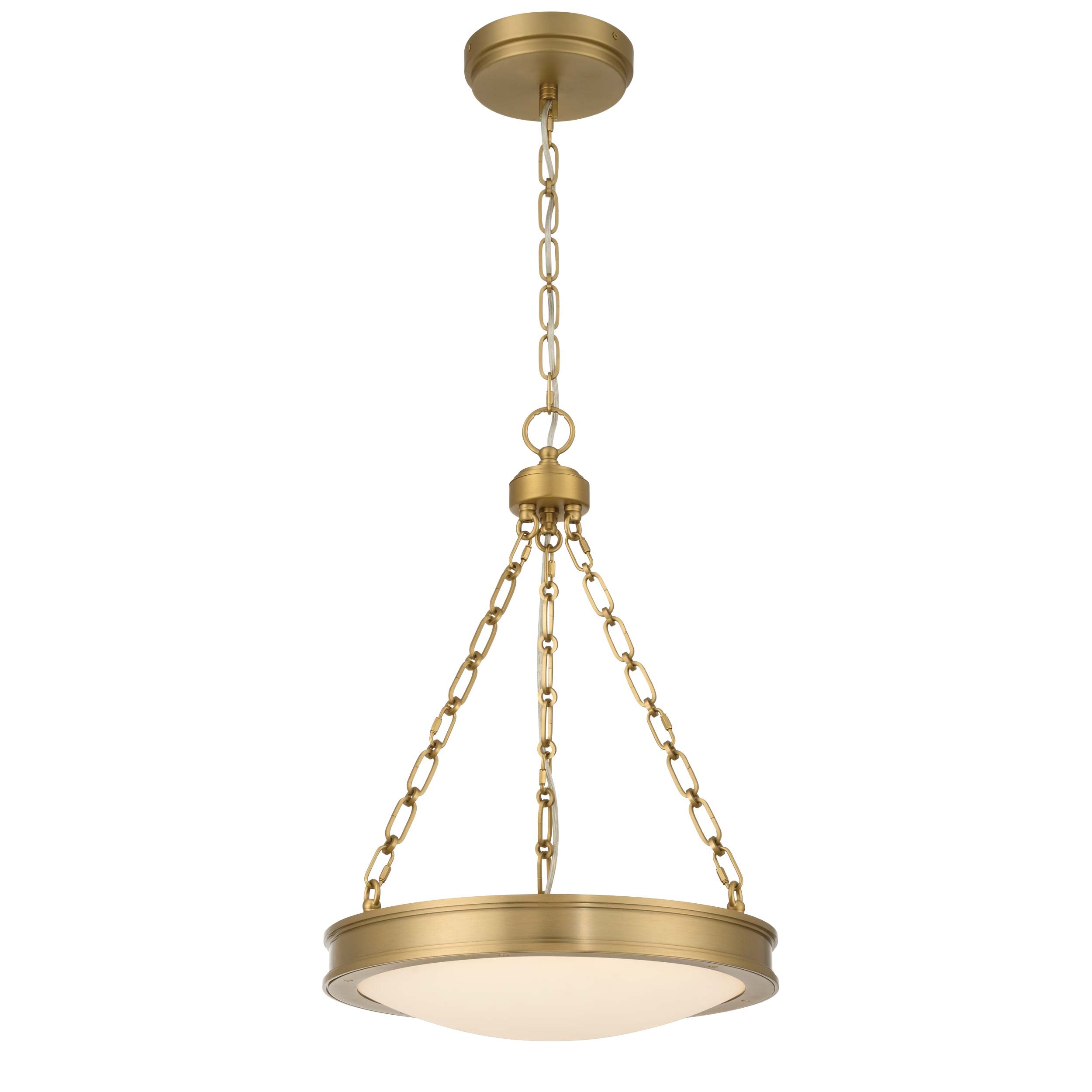 Golden Lighting Cameron Integrated LED 17in Pendant in Brushed Champagne Brass with Etched Glass