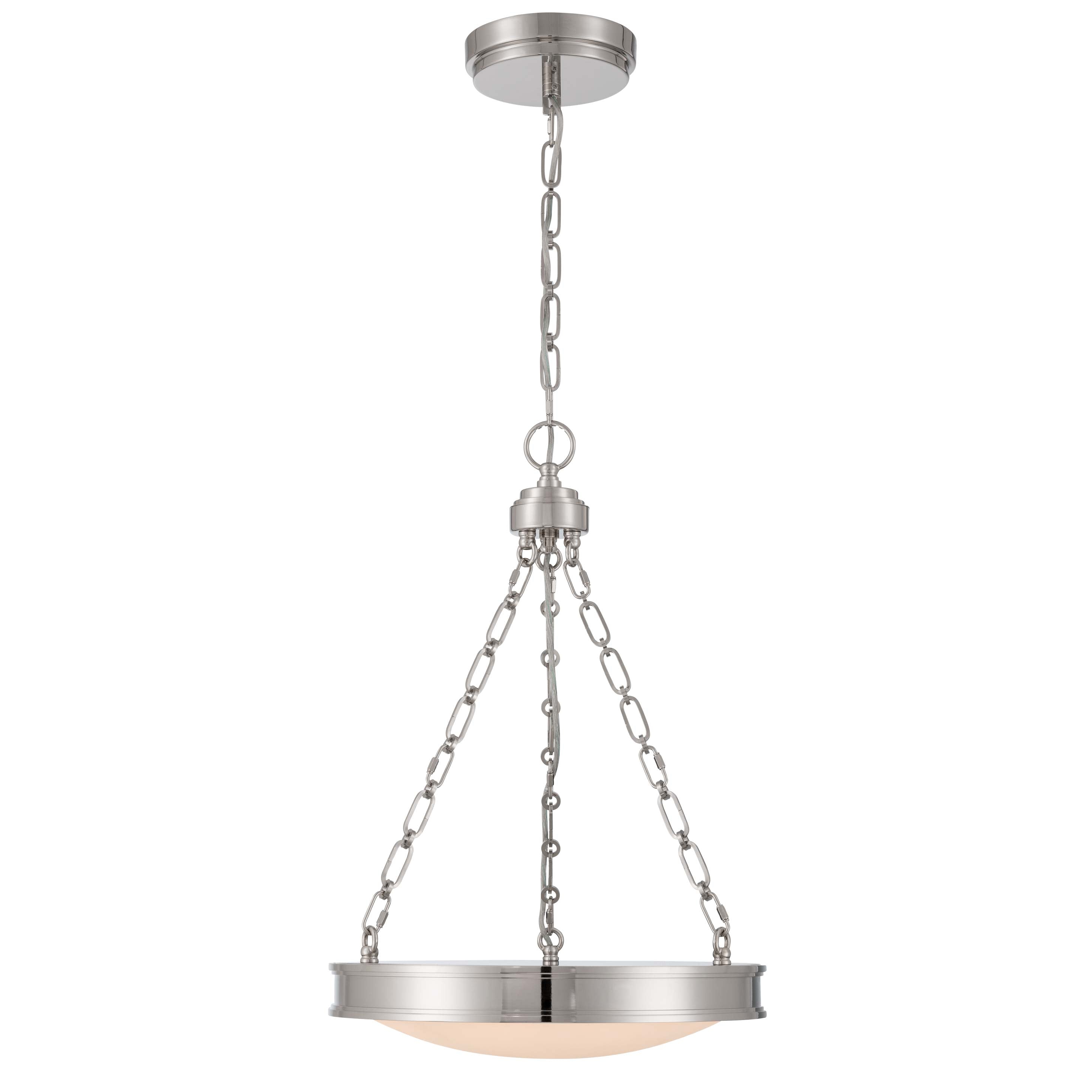 Golden Lighting Cameron Integrated LED 17in Pendant in Polished Nickel with Etched Glass