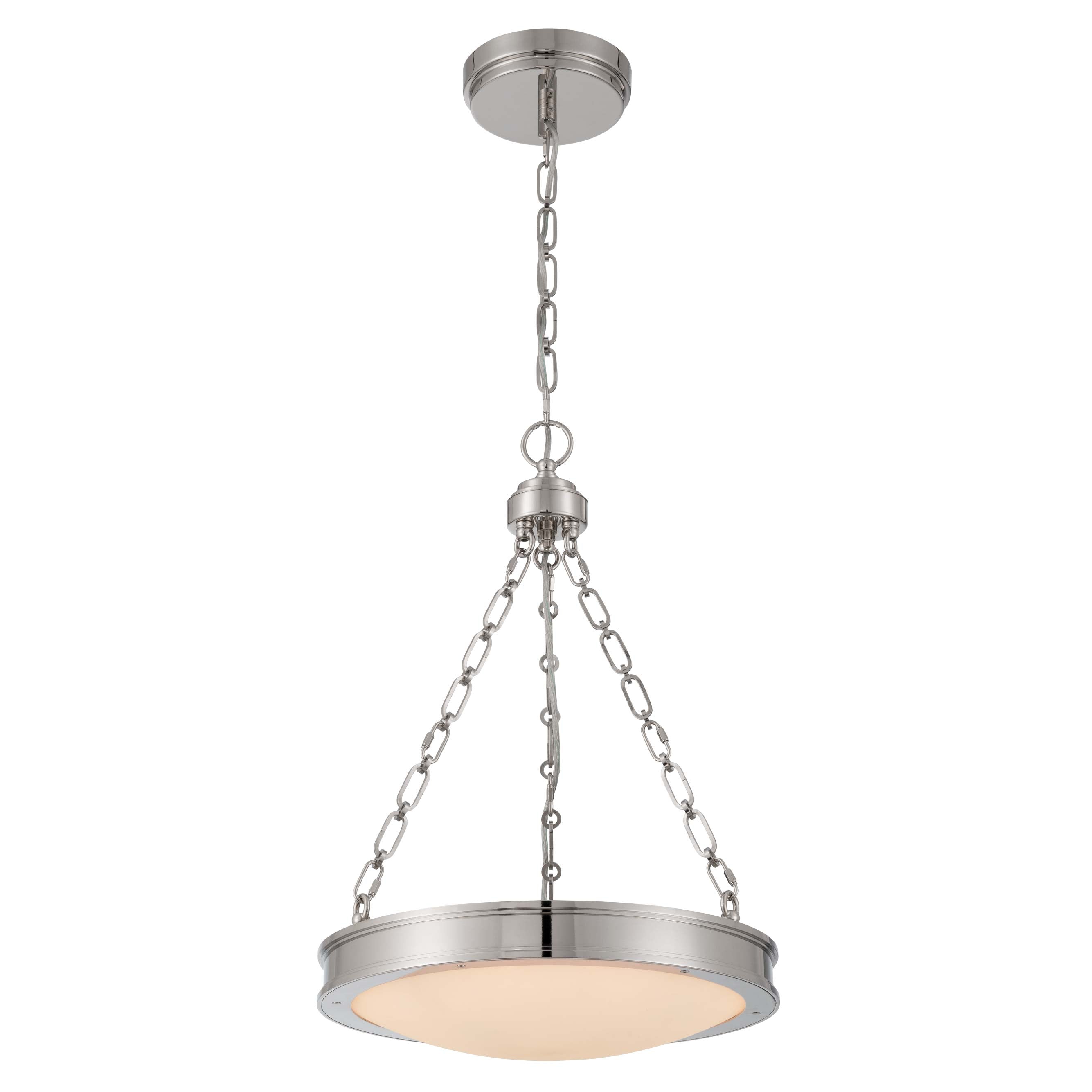 Golden Lighting Cameron Integrated LED 17in Pendant in Polished Nickel with Etched Glass