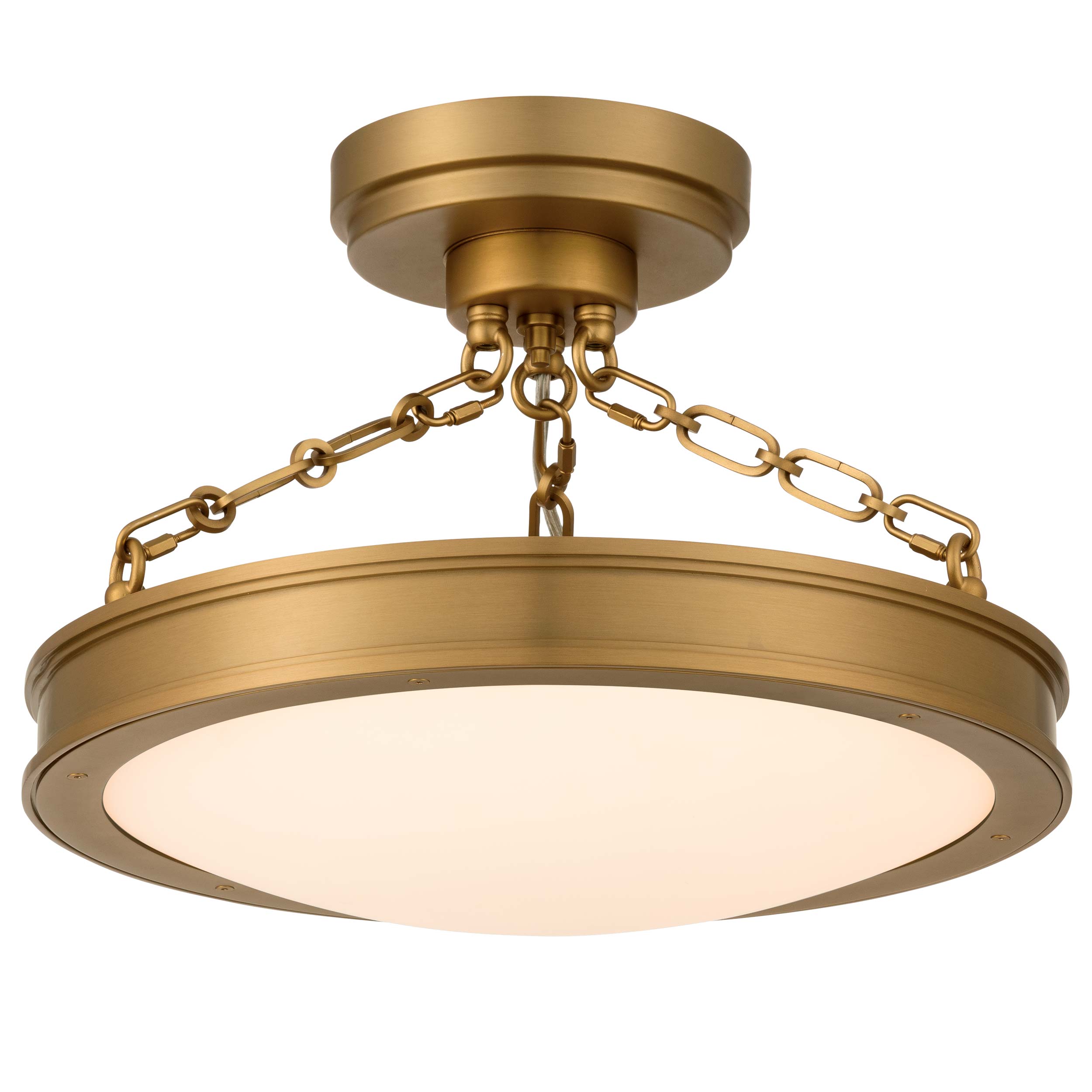Cameron LED 17in Semi-Flush Brushed Champagne Brass & Etched Glass - - Golden Lighting