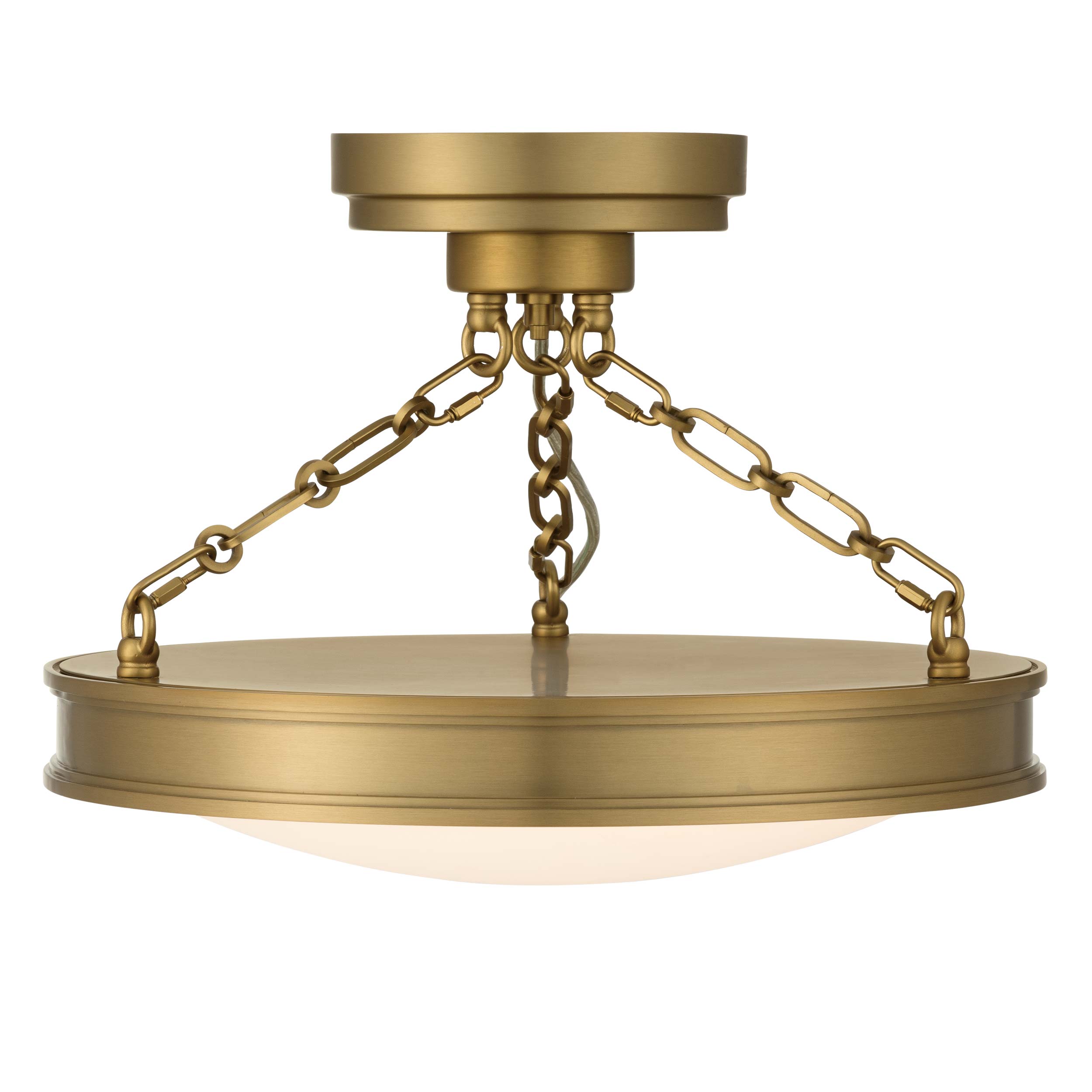 Cameron LED 17in Semi-Flush Brushed Champagne Brass & Etched Glass - - Golden Lighting
