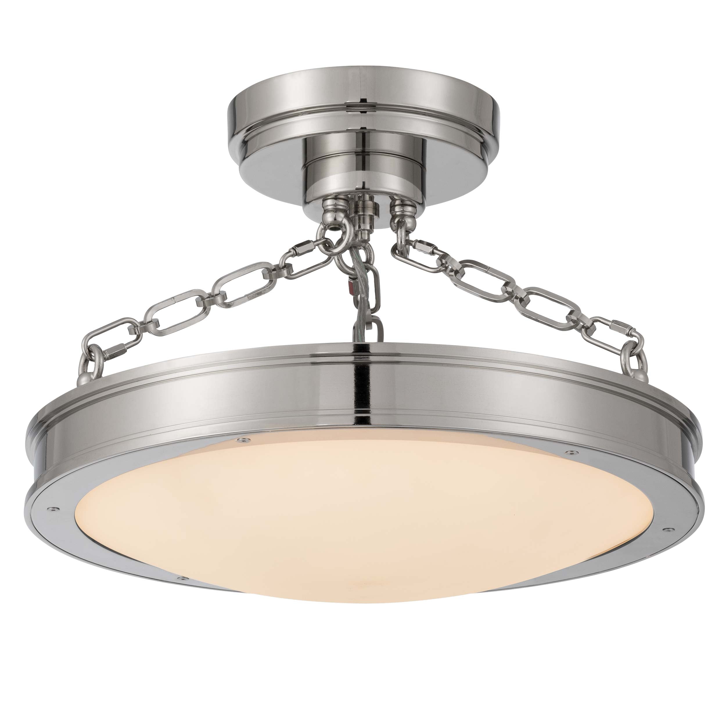 Cameron LED 17in Semi-Flush Mount in Polished Nickel with Etched Glass - - Golden Lighting
