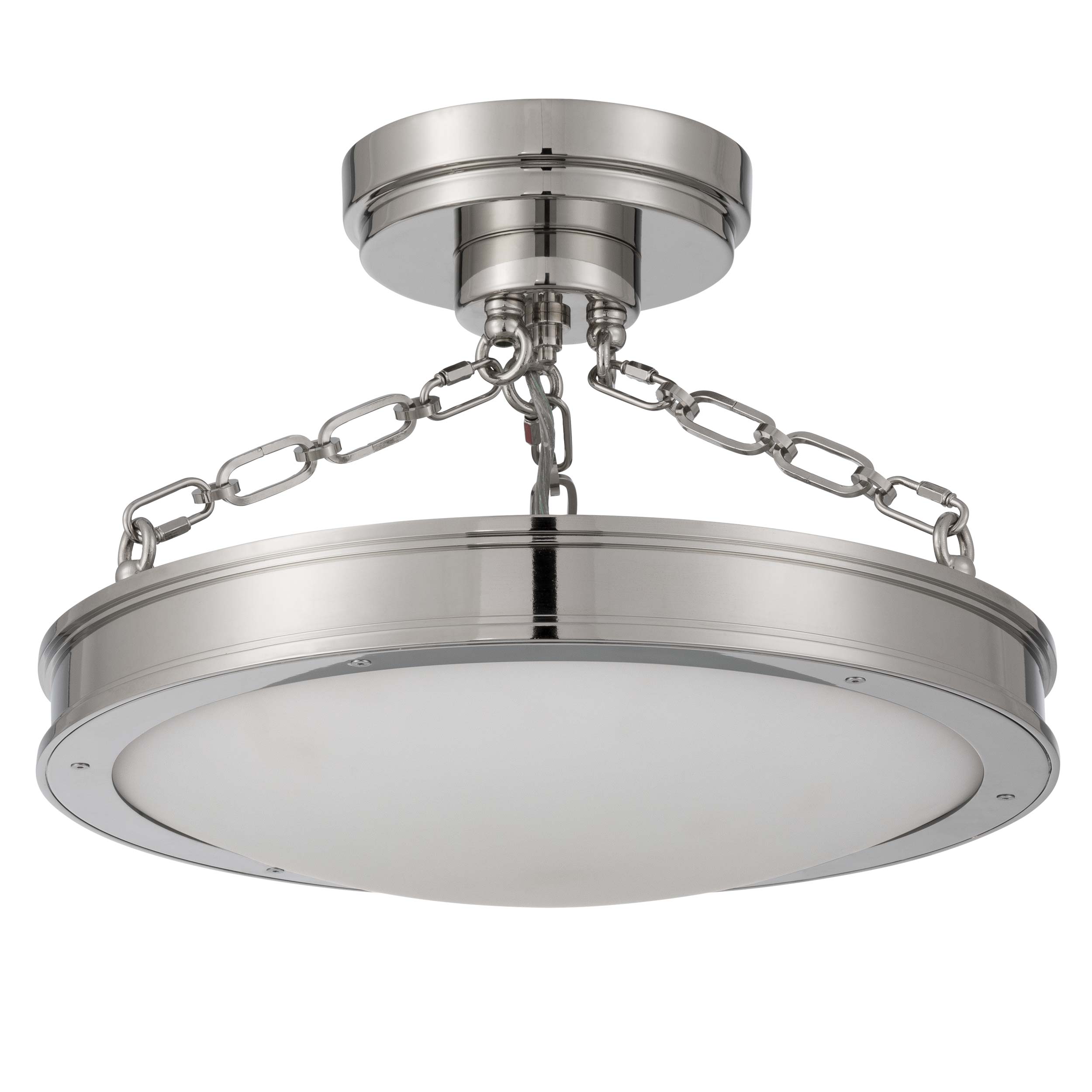 Cameron LED 17in Semi-Flush Mount in Polished Nickel with Etched Glass - - Golden Lighting