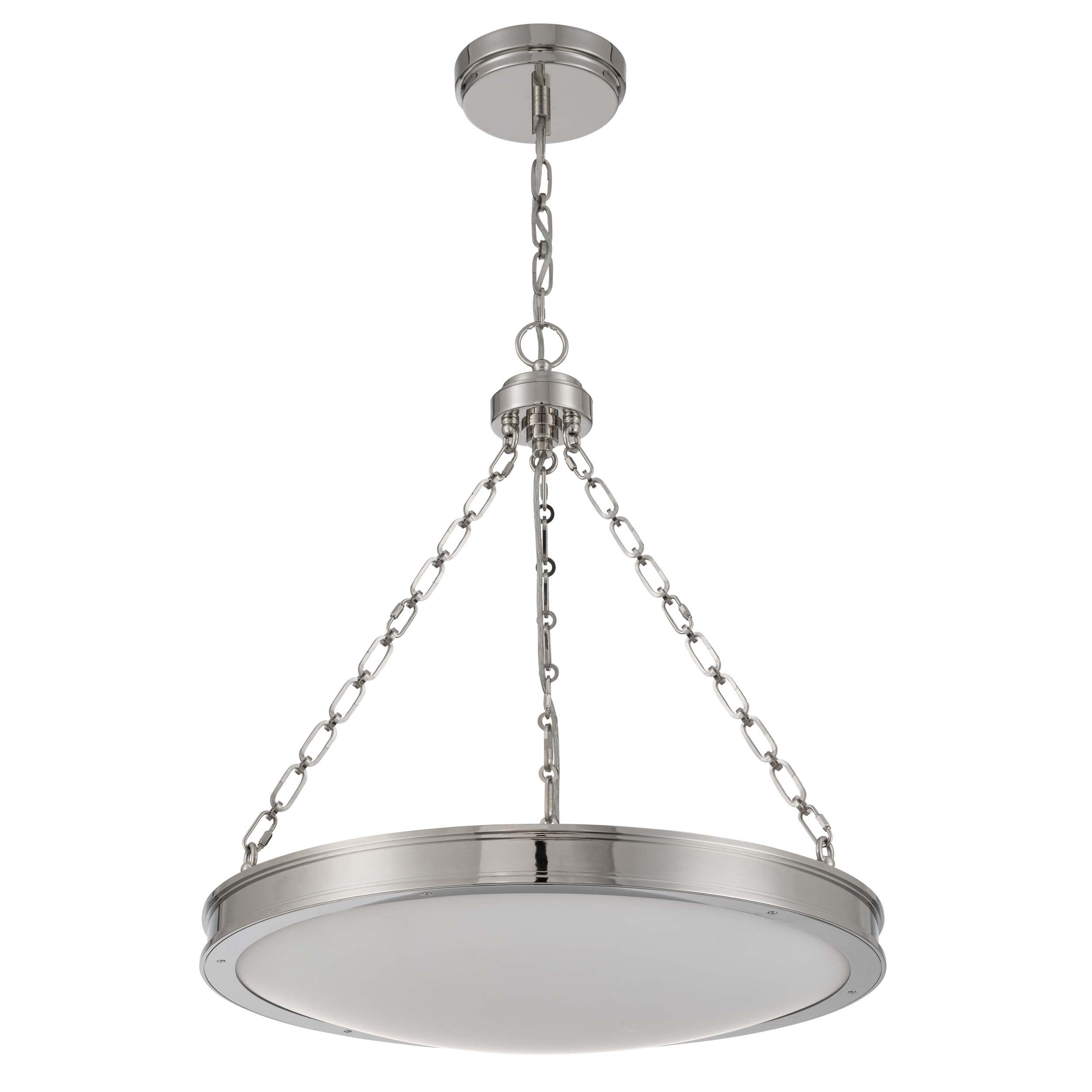 Golden Lighting Cameron Integrated LED 24in Pendant in Polished Nickel with Etched Glass
