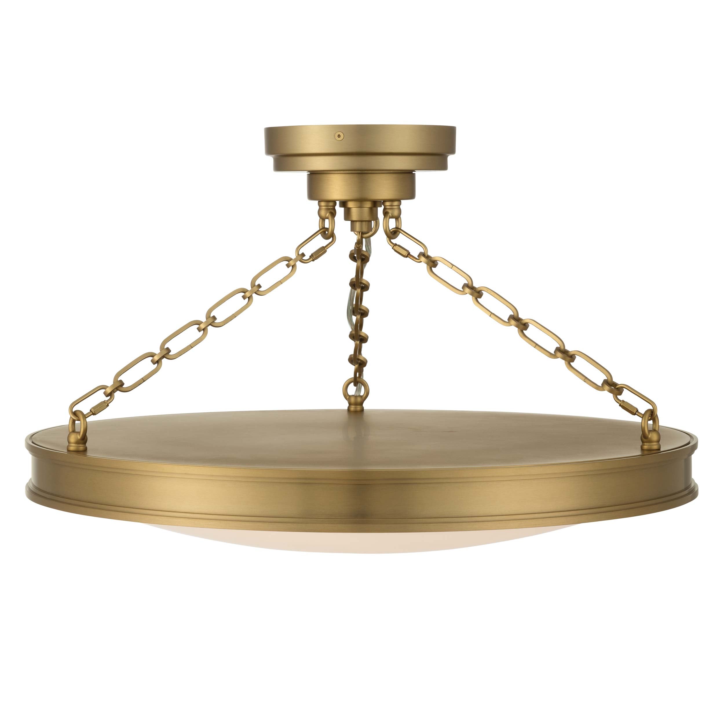 Cameron Integrated LED 24in Semi-Flush Mount in Brushed Champgne Brass with Etched Glass - - Golden Lighting