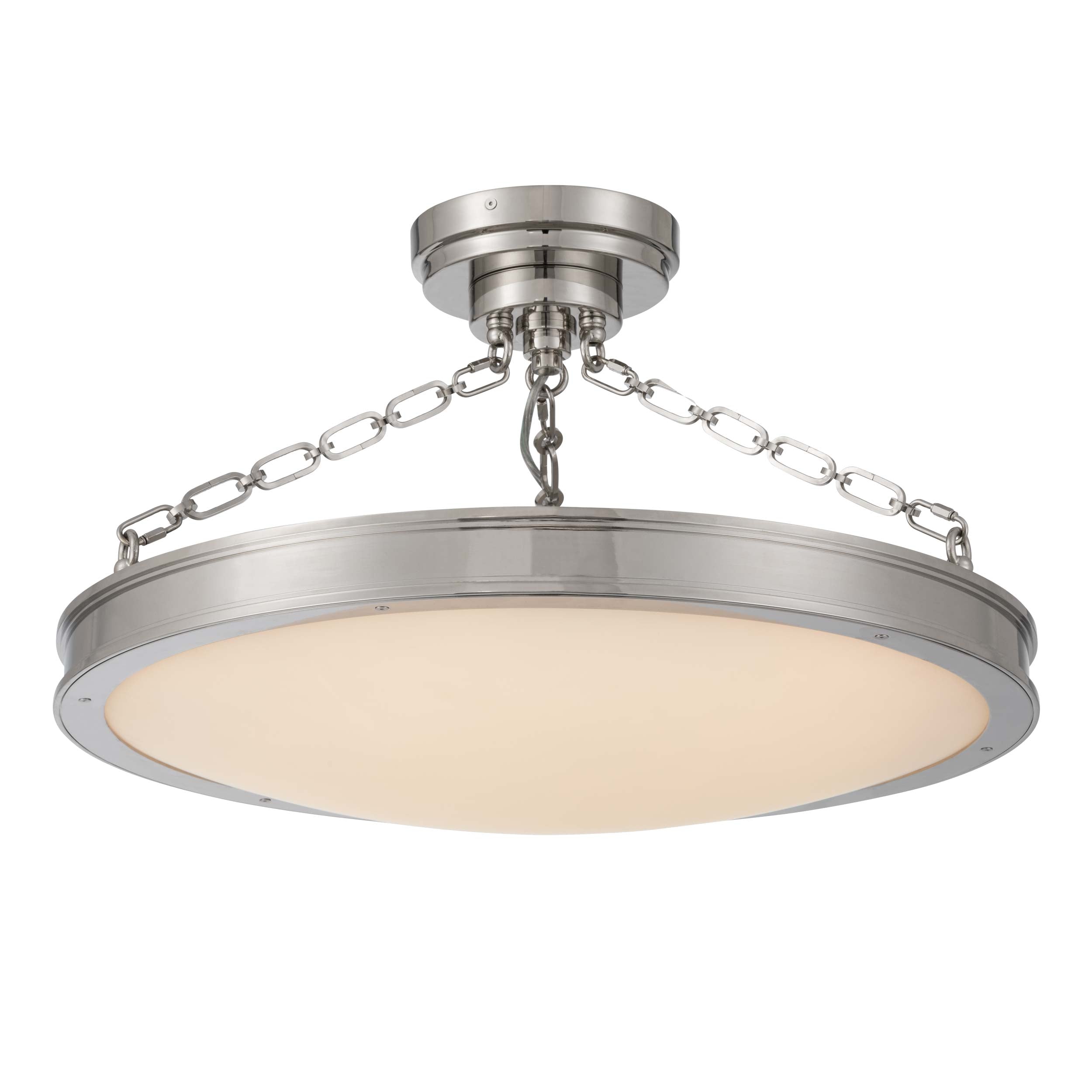 Cameron LED 24in Semi-Flush Mount Polished Nickel &h Etched Glass - - Golden Lighting