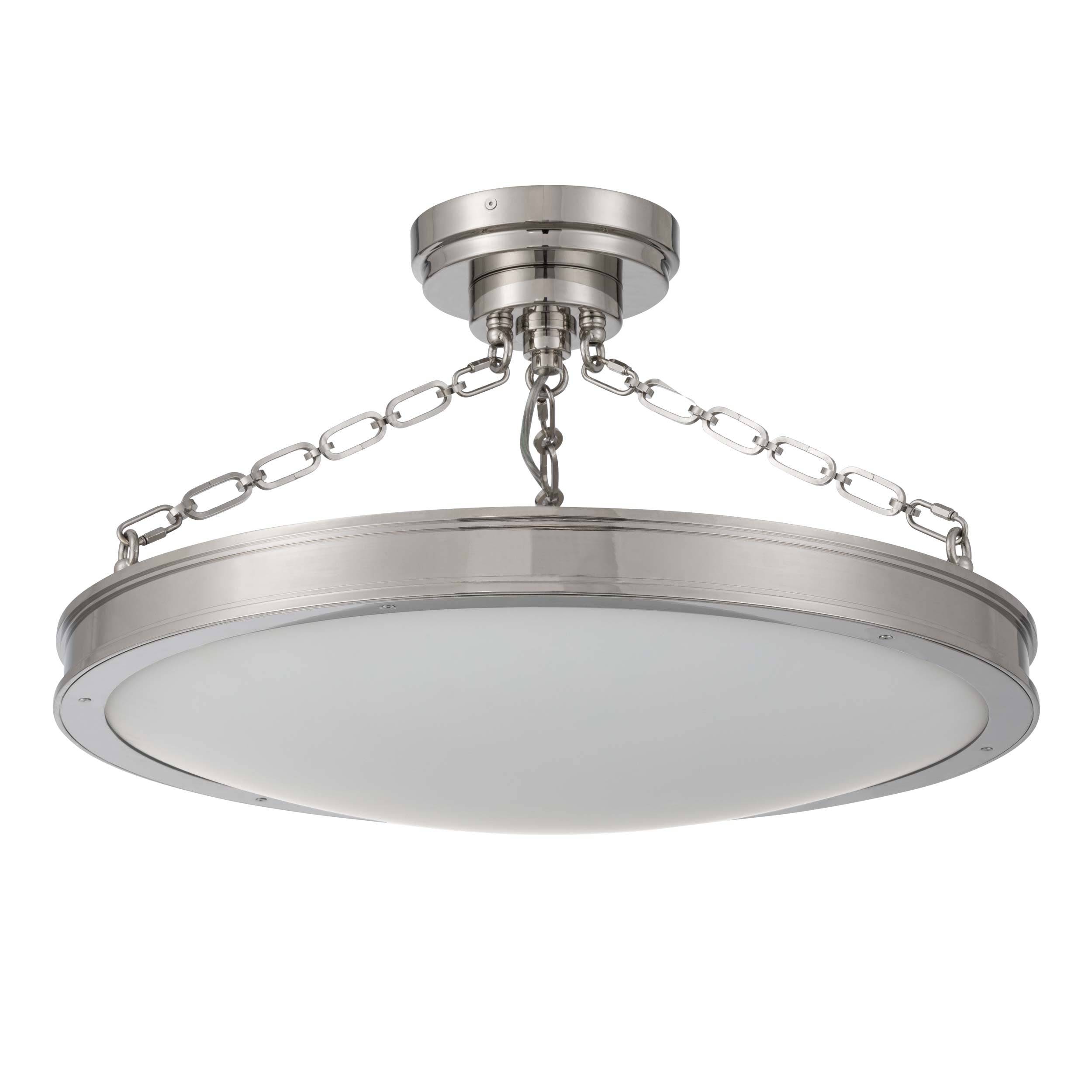 Cameron LED 24in Semi-Flush Mount Polished Nickel &h Etched Glass - - Golden Lighting