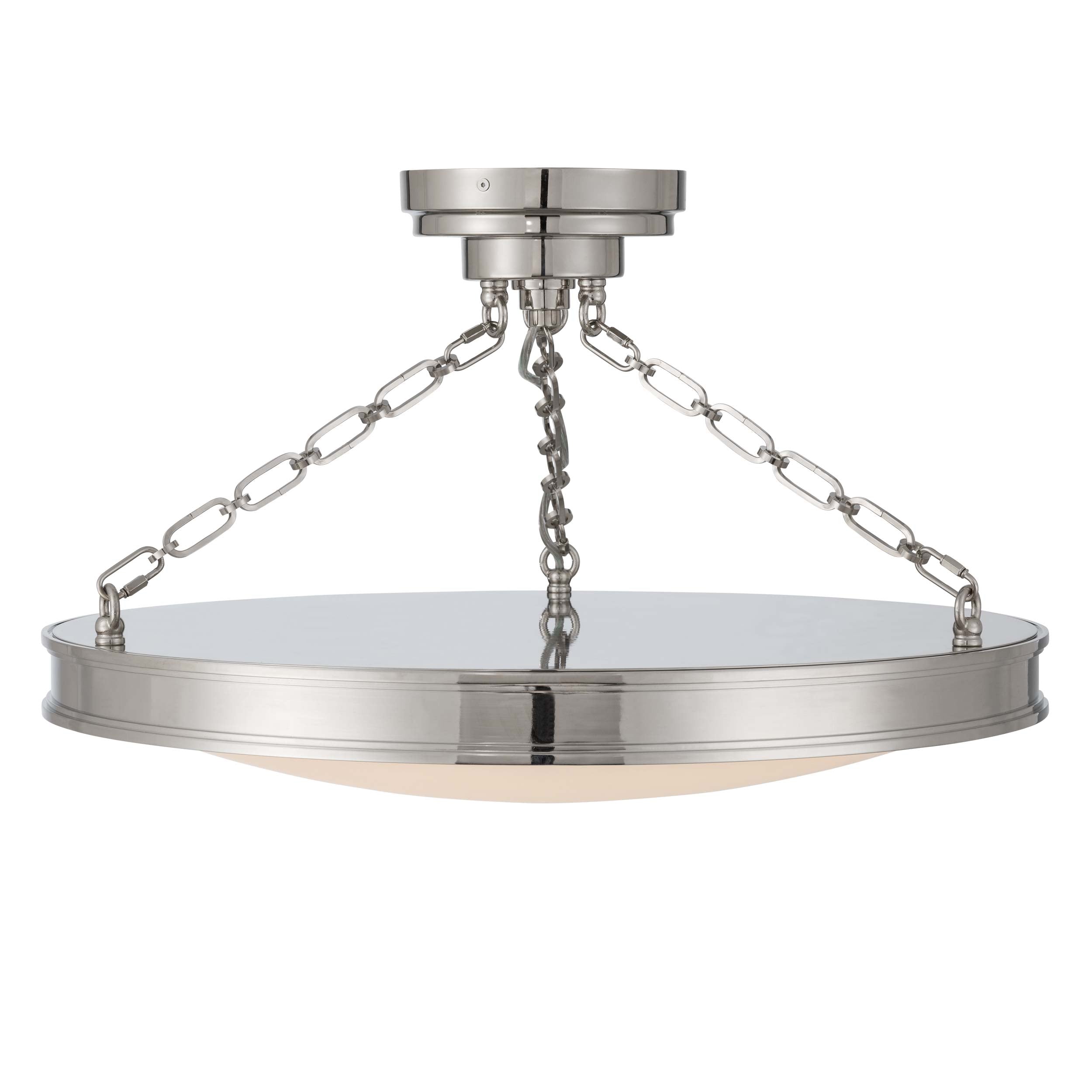 Cameron LED 24in Semi-Flush Mount Polished Nickel &h Etched Glass - - Golden Lighting