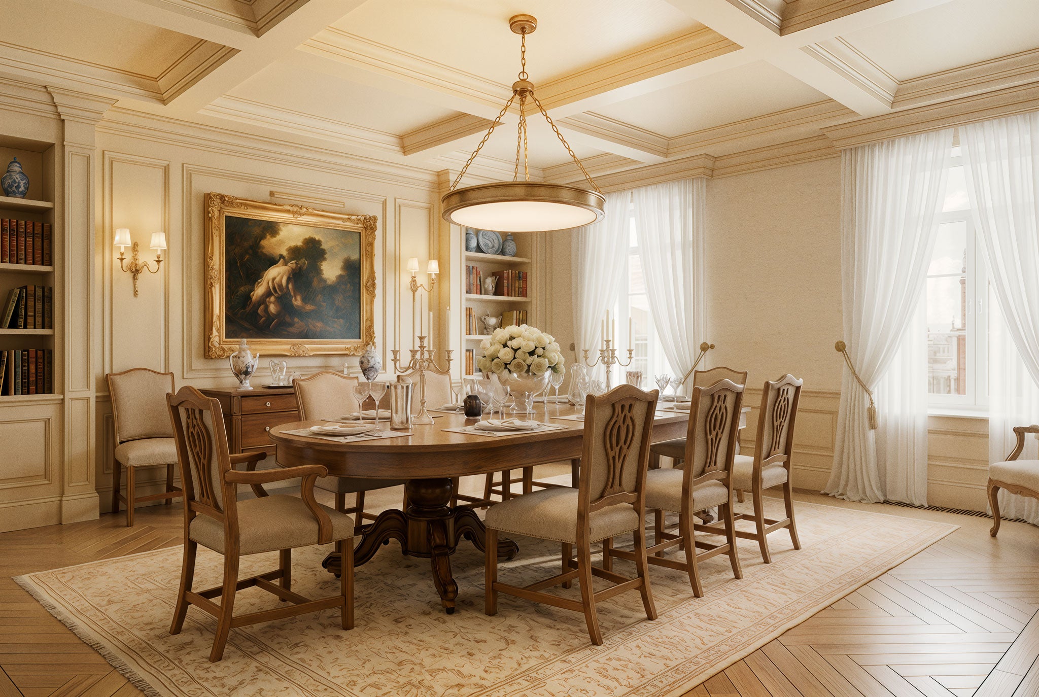 Golden Lighting Cameron Integrated LED 30in Pendant in Brushed Champagne Brass with Etched Glass - - Golden Lighting