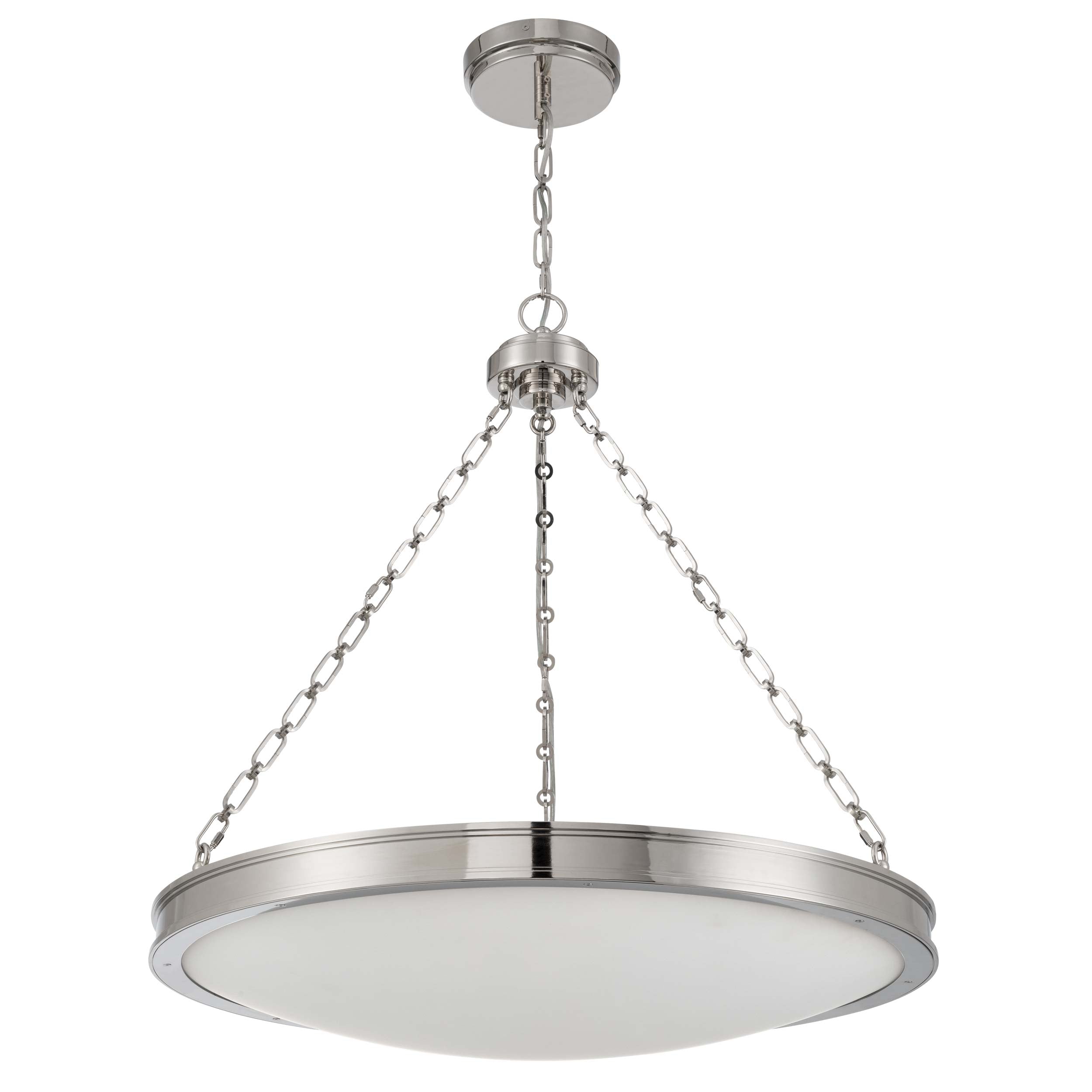 Golden Lighting Cameron Integrated LED 30in Pendant in Polished Nickel with Etched Glass