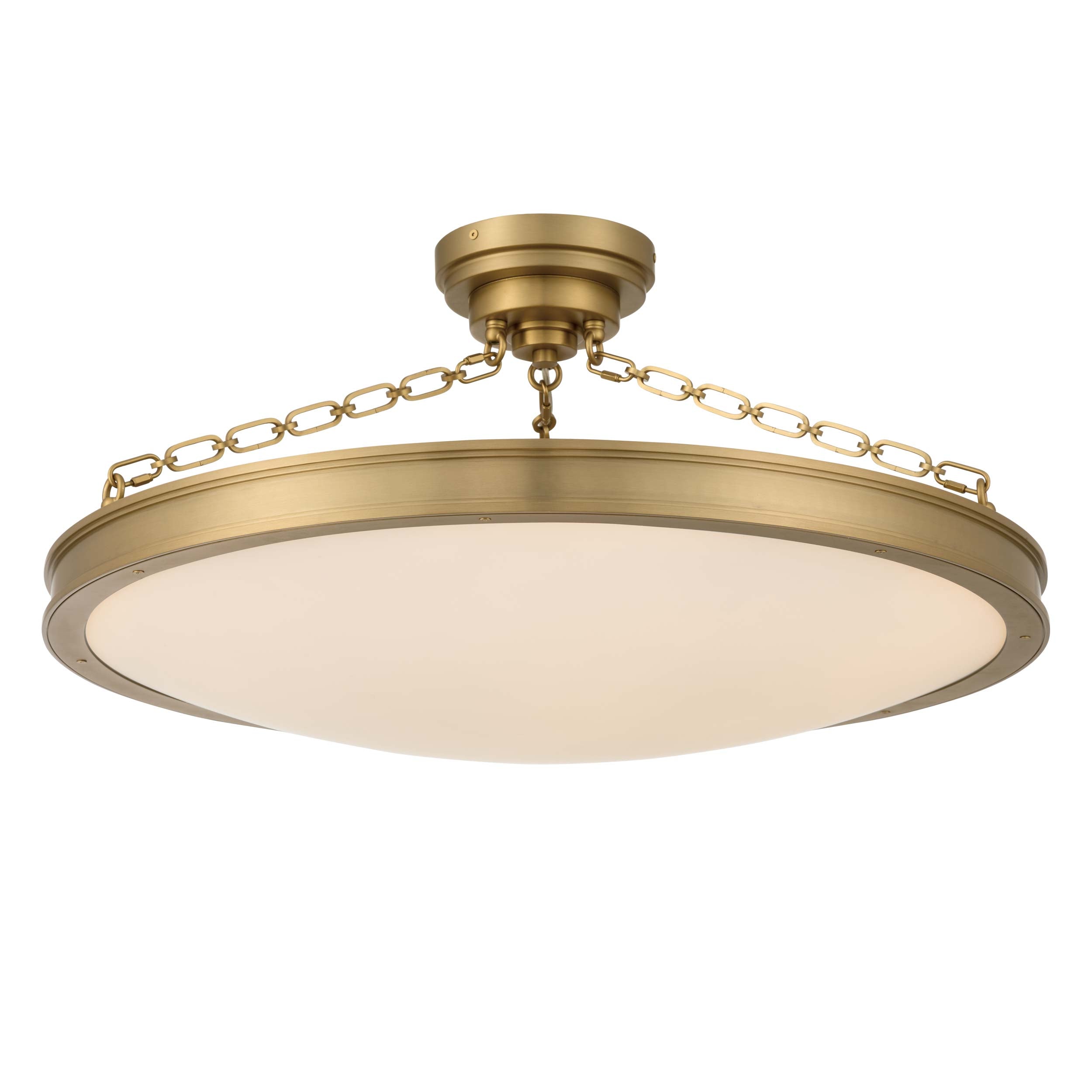 Cameron LED 30in Semi-Flush Brushed Champagne Brass & Etched Glass - - Golden Lighting