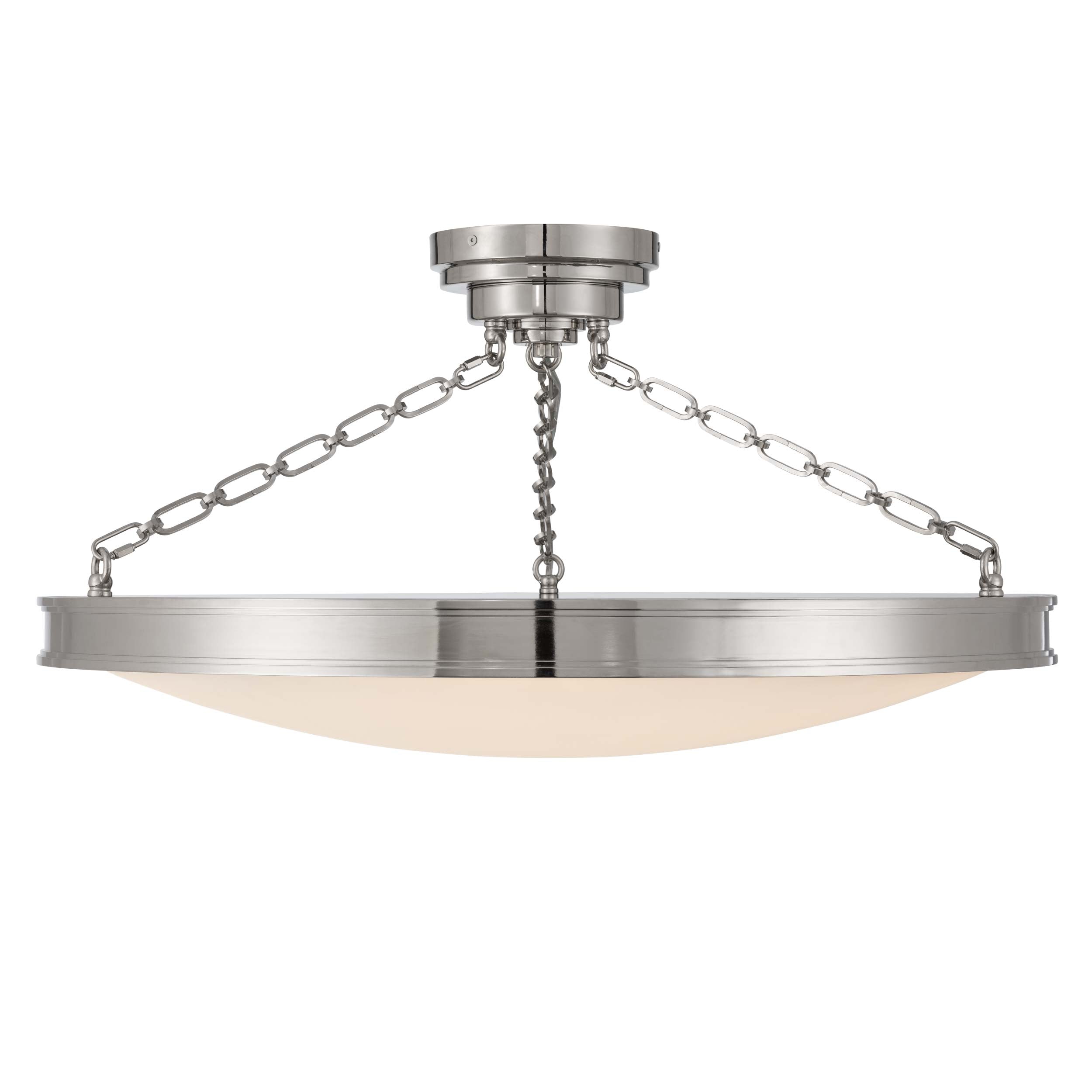 Cameron Integrated LED 30in Semi-Flush Polished Nickel & Etched Glass - - Golden Lighting