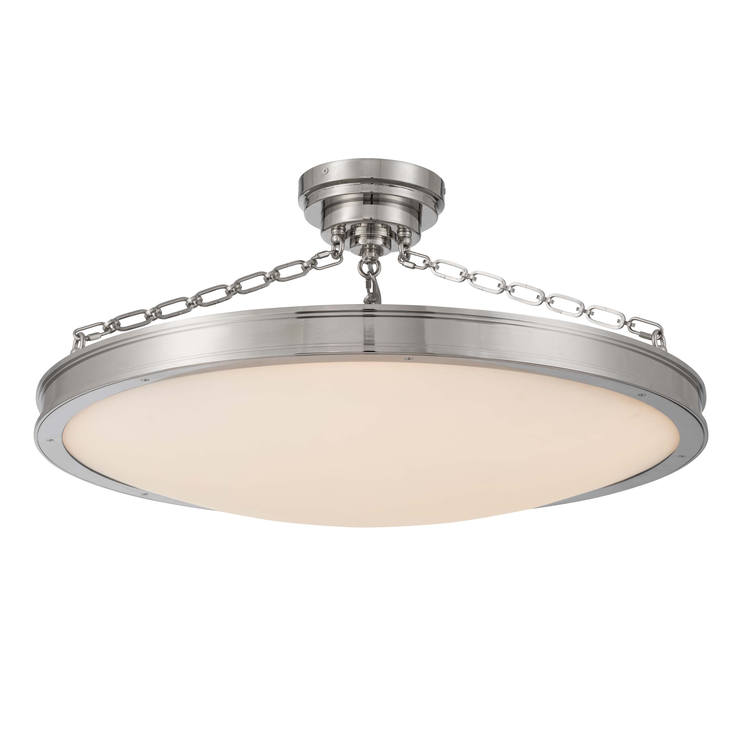 Cameron Integrated LED 30in Semi-Flush Polished Nickel & Etched Glass - - Golden Lighting
