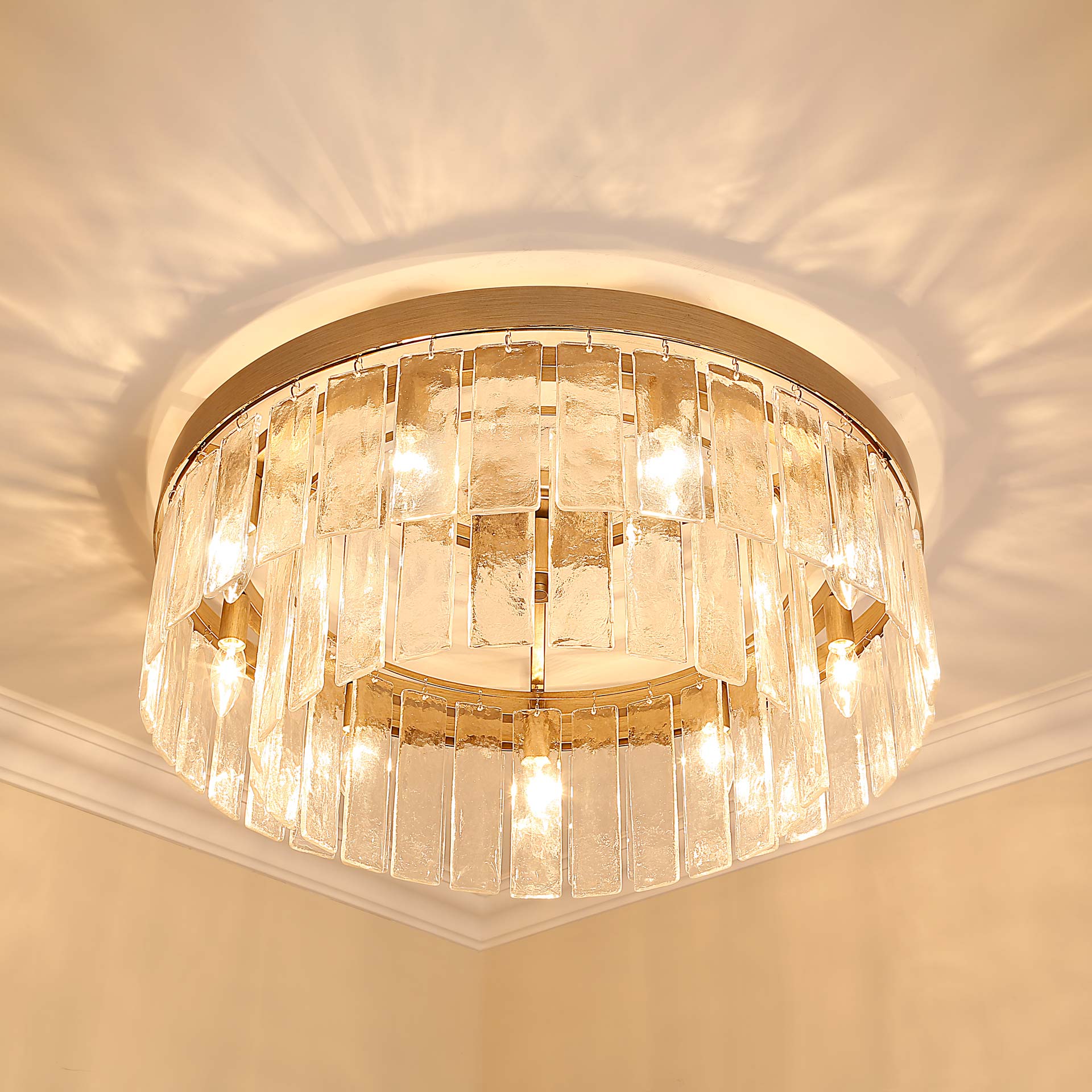 Golden Lighting Ciara 9-light Semi-Flush Mount in White Gold - - Golden Lighting