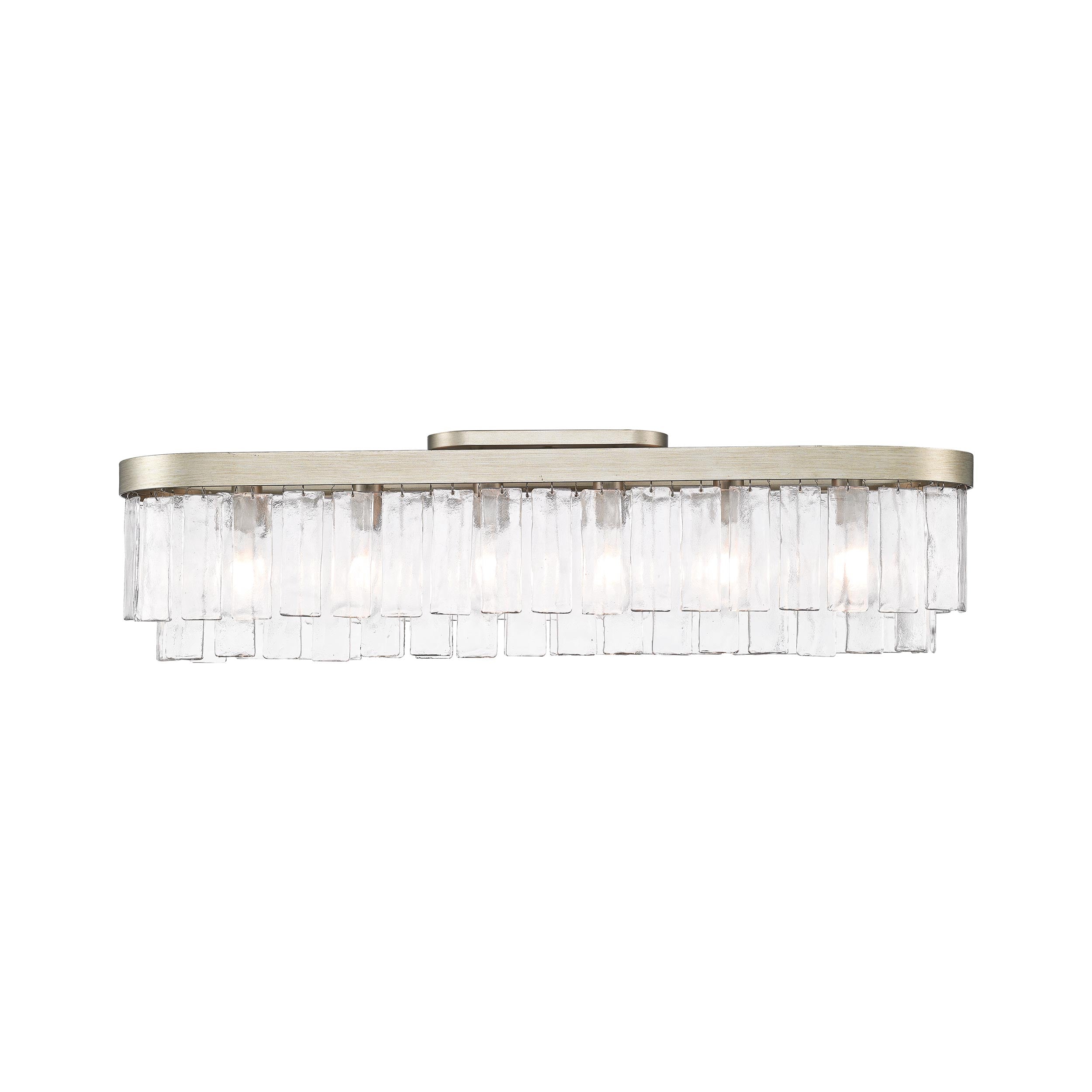Ciara 6-Light Flush Mount in White Gold with Hammered Water Glass - - Golden Lighting