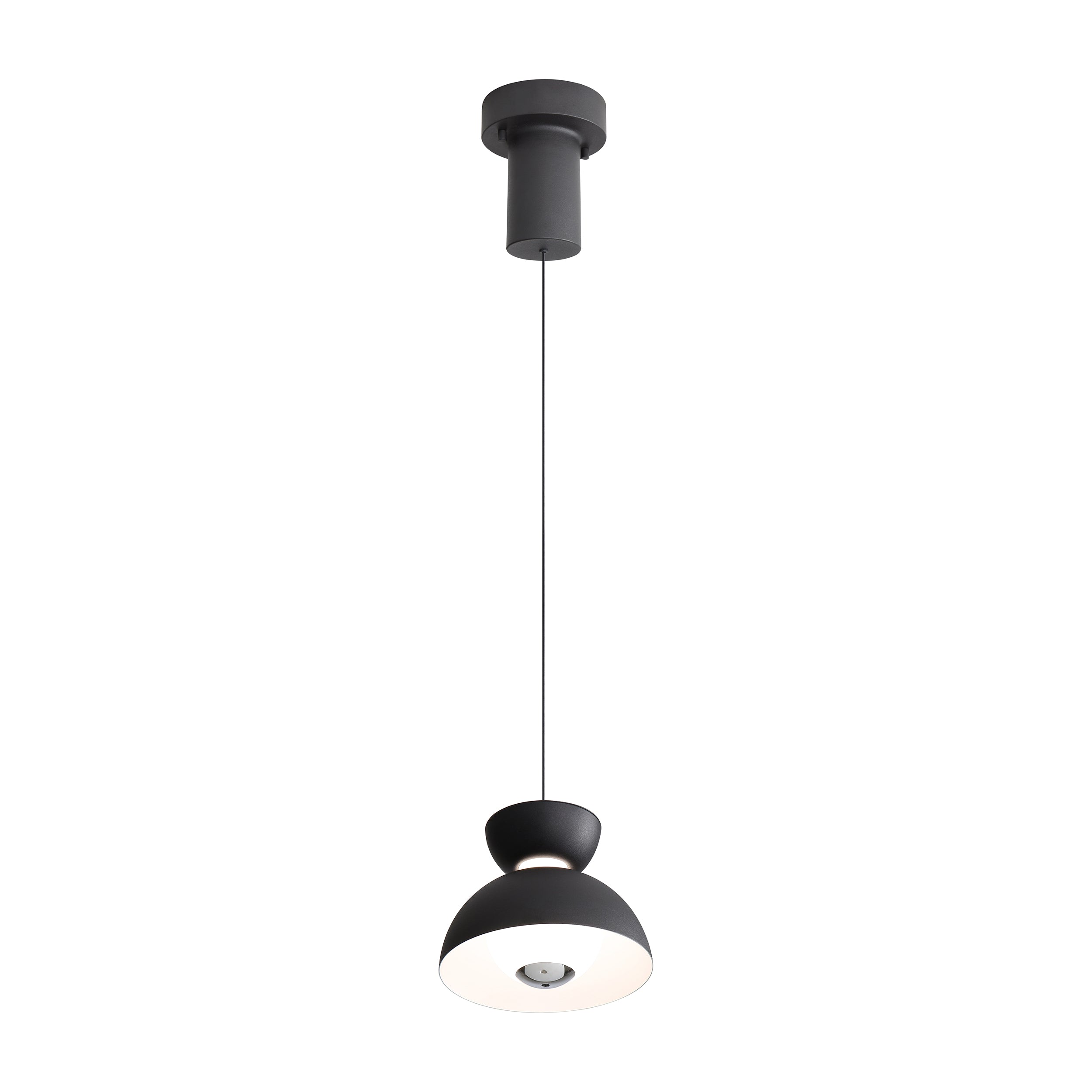 Vintra Integrated LED Pendant in Sand Black and Chrome shade