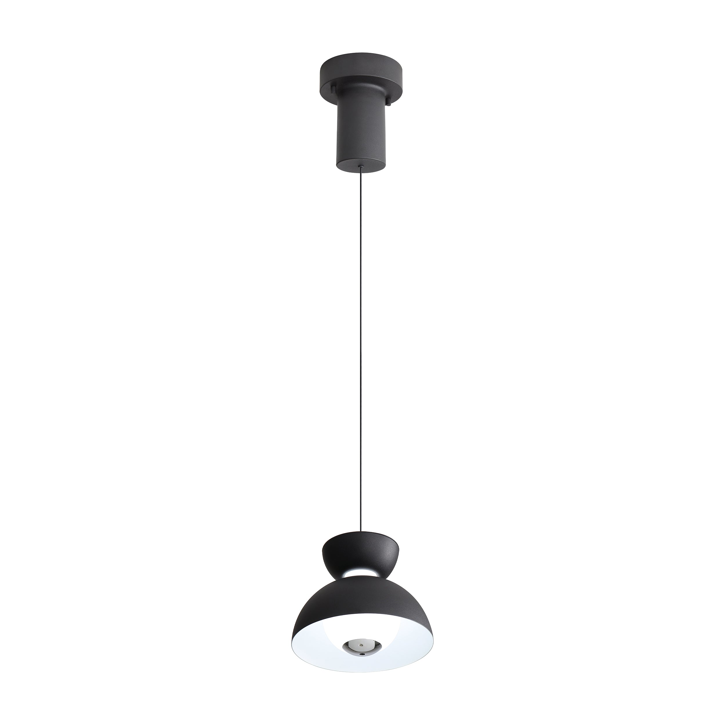 Vintra Integrated LED Pendant in Sand Black and Chrome shade