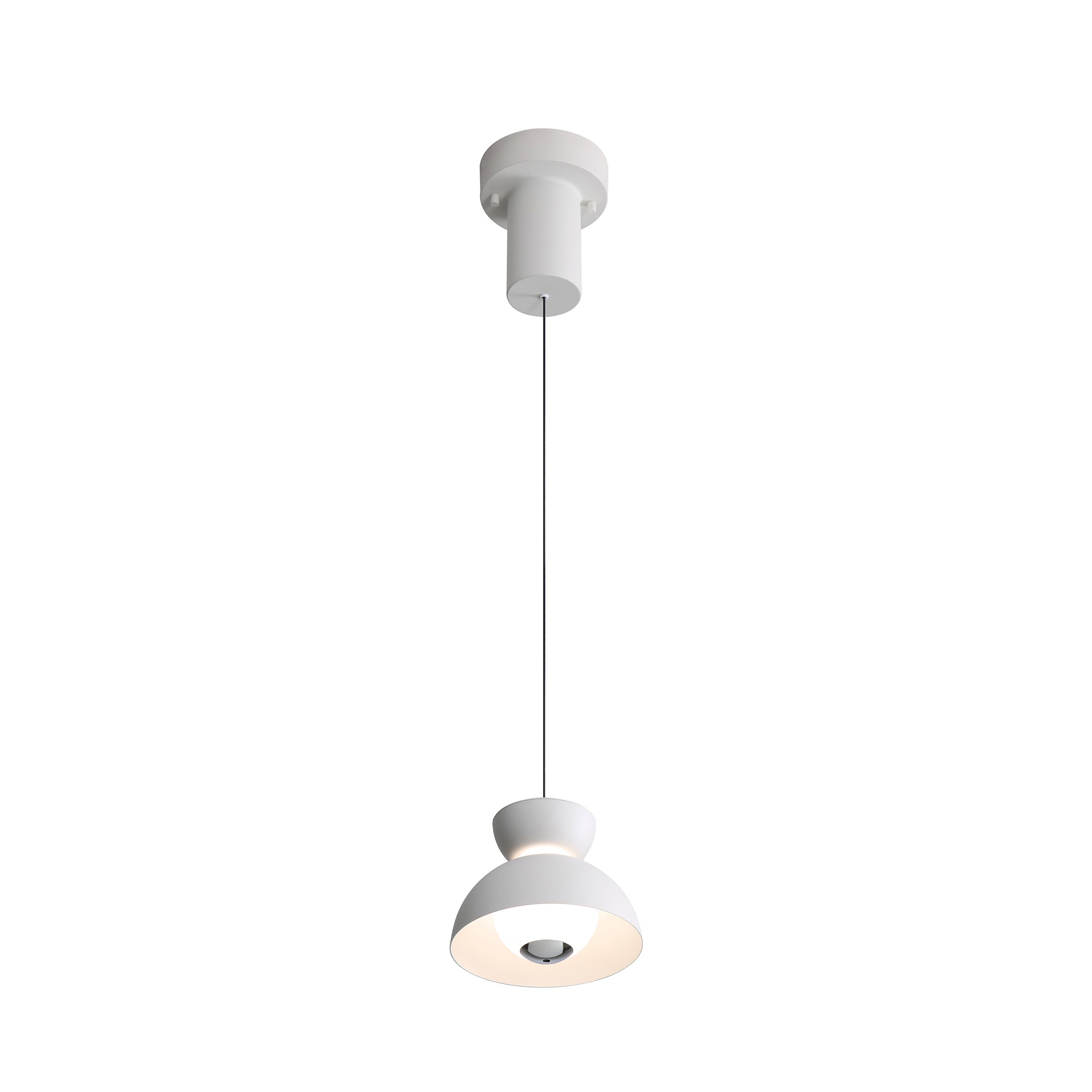 Vintra Integrated LED Pendant in Sand White and Chrome shade