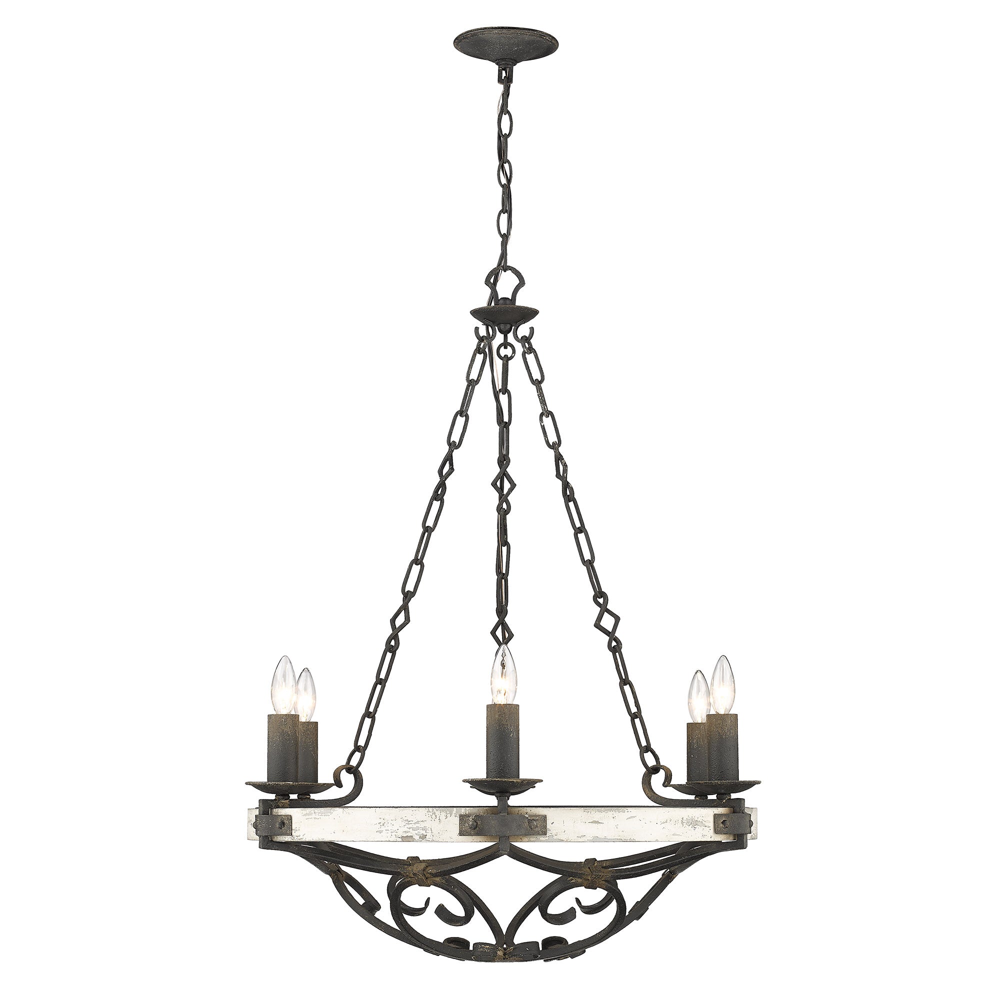 Madera 6-Light Chandelier in Antique Black Iron - Default Title - Golden Lighting