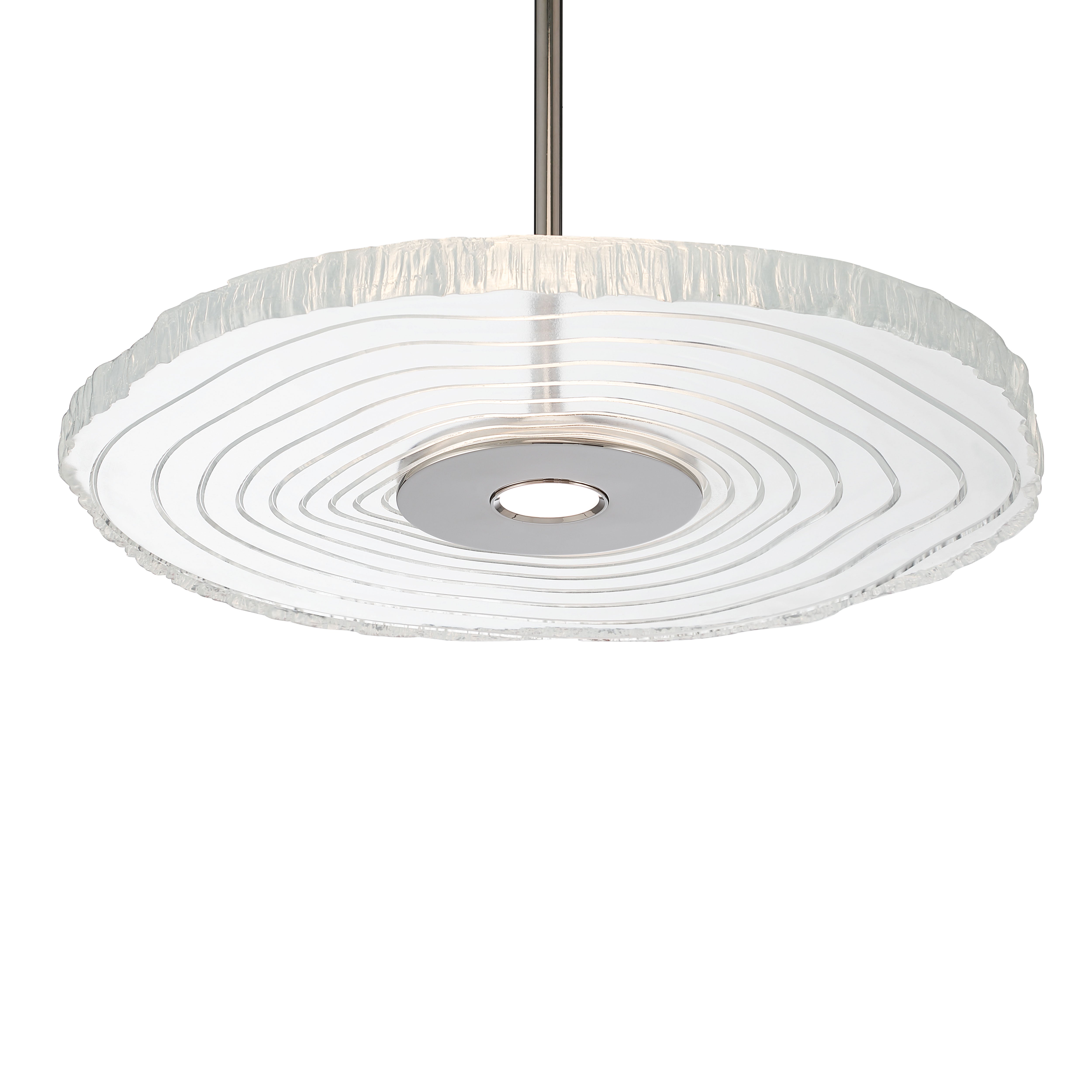 Golden Lighting Luminwood Integrated LED 16in Pendant in Polished Nickel with Wood-Pressed Clear Resin - - Golden Lighting